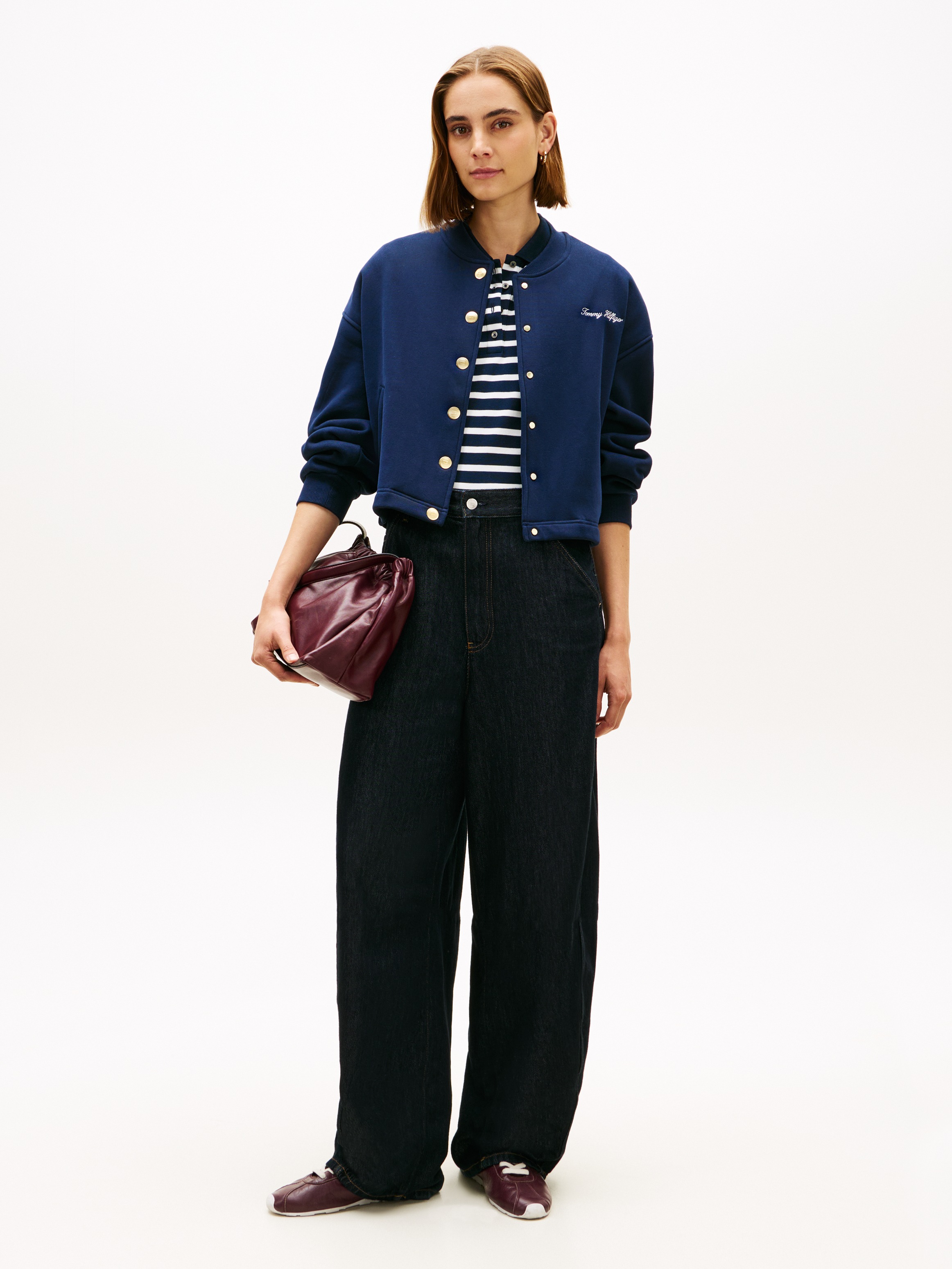 Tommy Hilfiger Veste en tricot »GOLD BTN HWK BOMBER« mit goldfarbenen Knöpfen