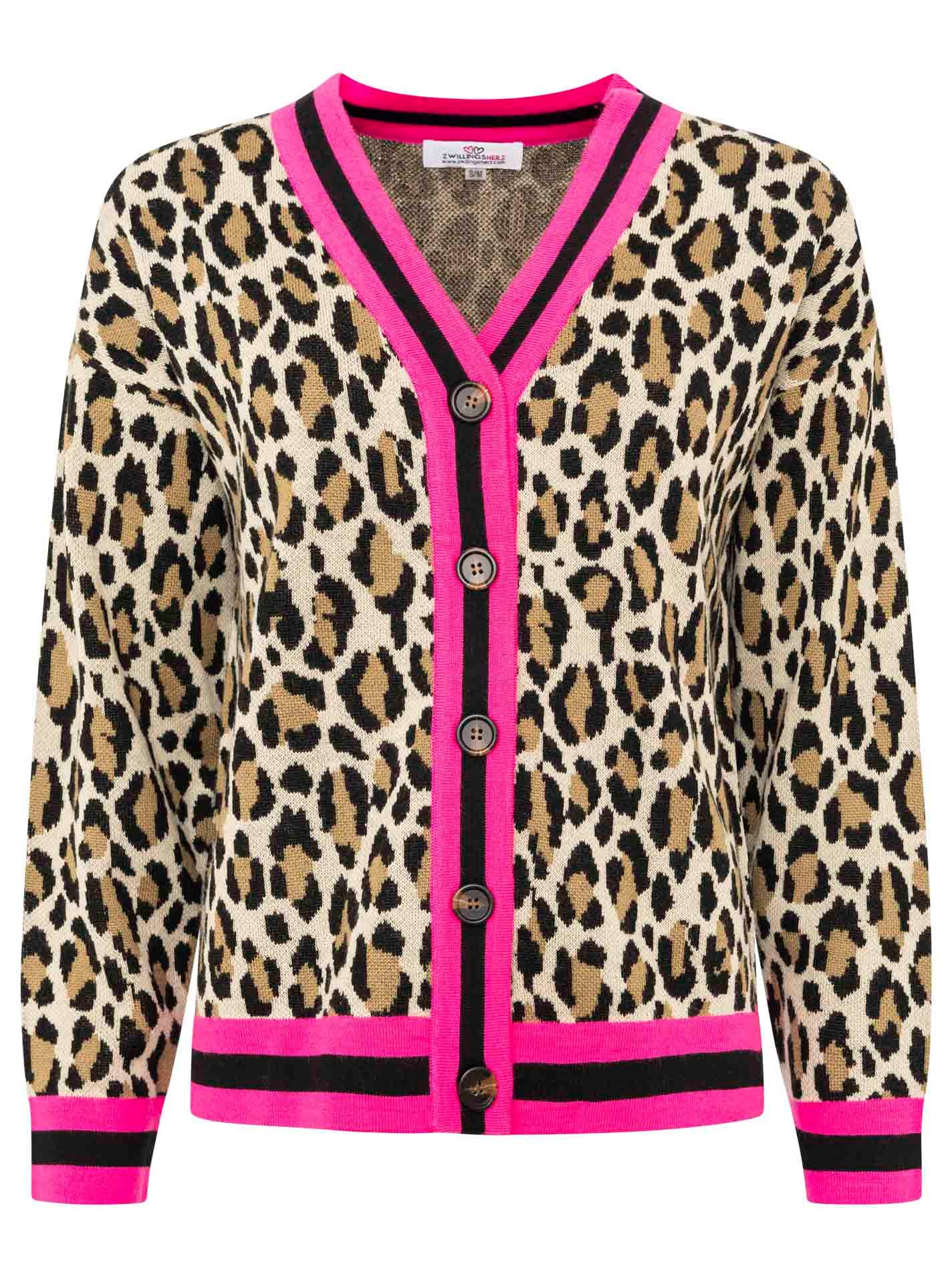 Zwillingsherz Veste en tricot »"Leo Streifen"« mit Knöpfen, Leomuster und Streifenbündchen