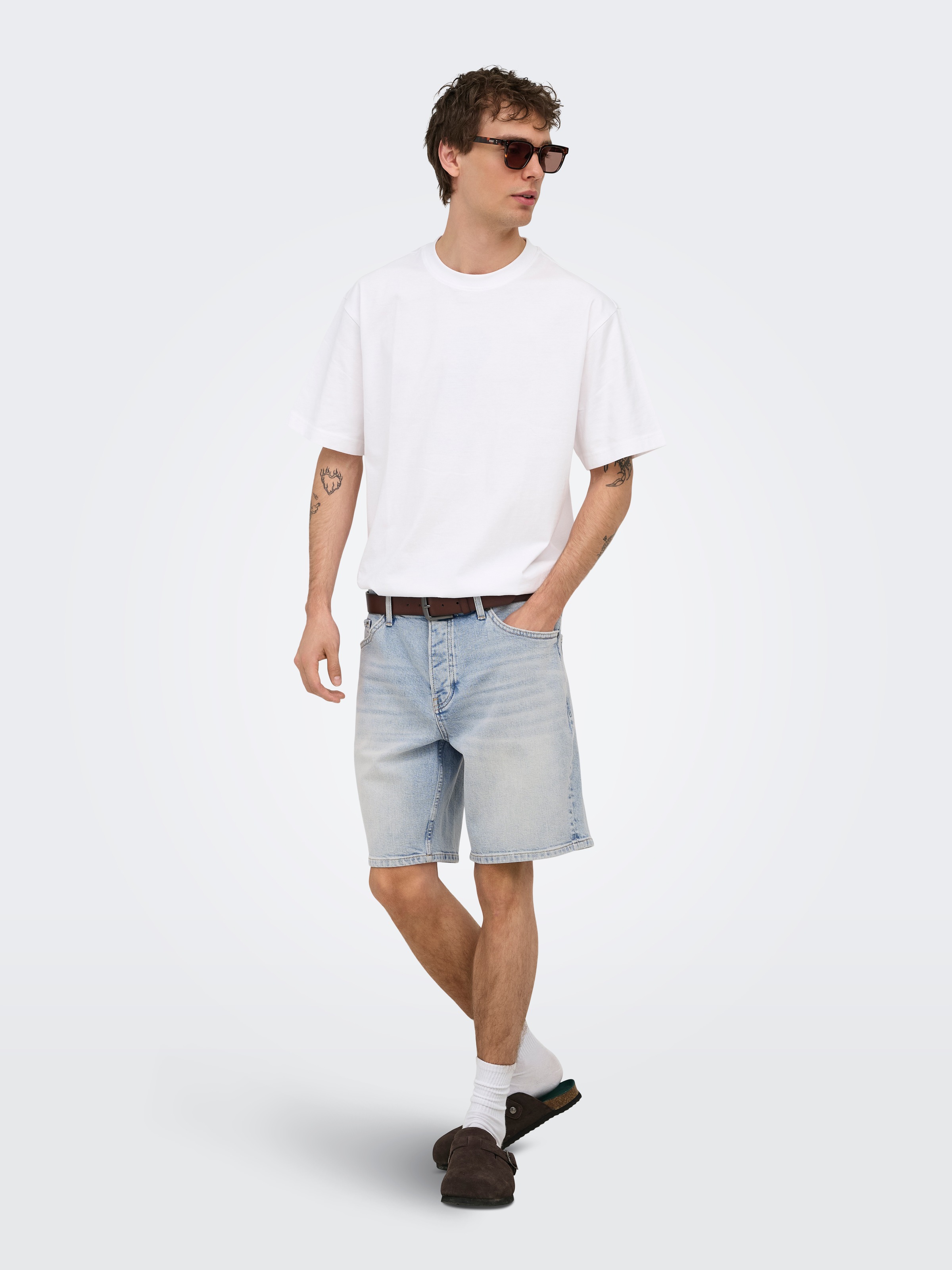 ONLY & SONS Short en jean »ONSEDGE PER LBB 9382 DOT DNM SHORTS NOOS« mélange coton, coupe droite