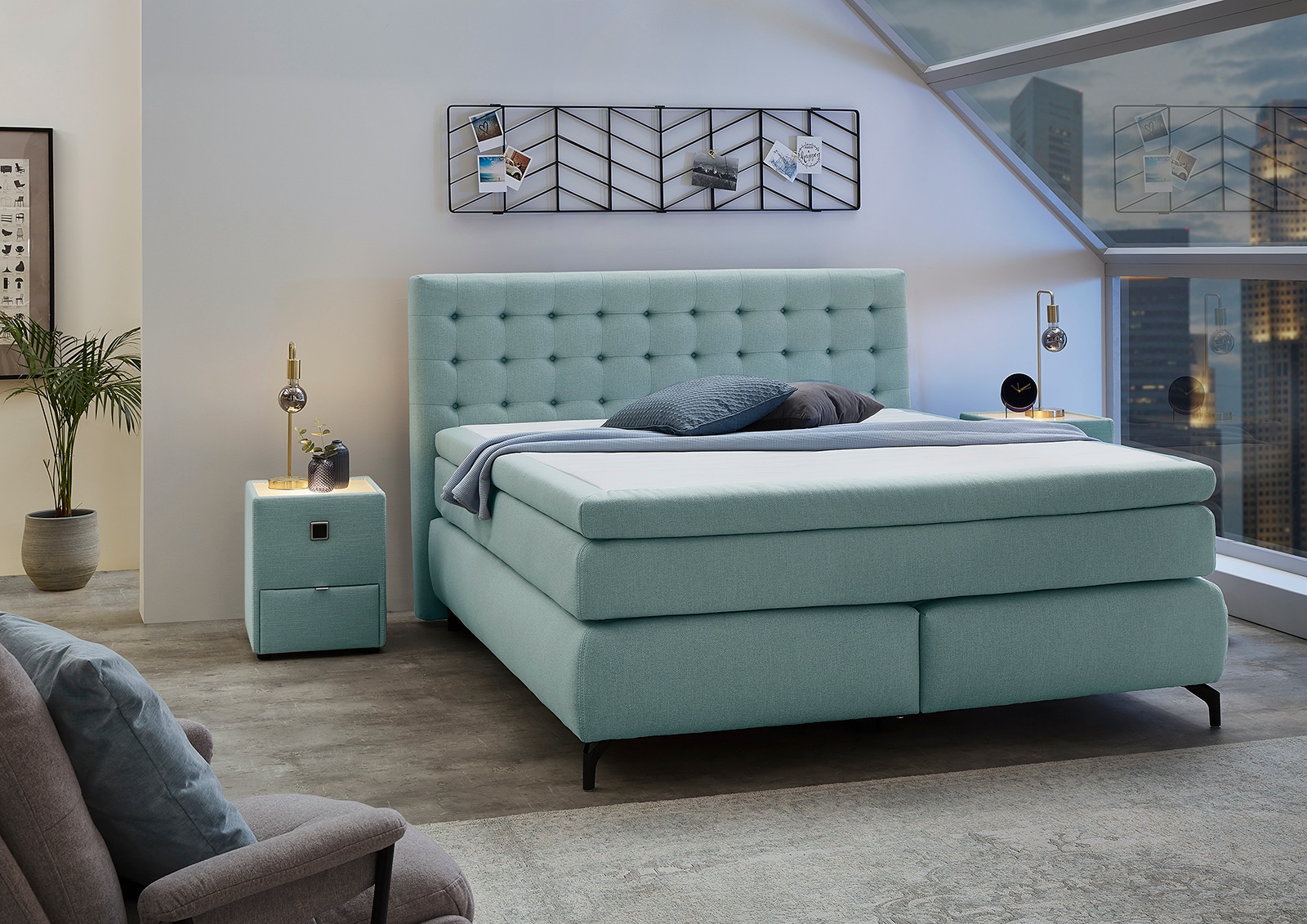 Jockenhöfer Gruppe Lit boxspring »Jessica inklusive 9cm Kaltschaum-Topper« et matelas TTFK 7 zones (H3,H3/H4 ou H4), surface de couchage 180x200cm