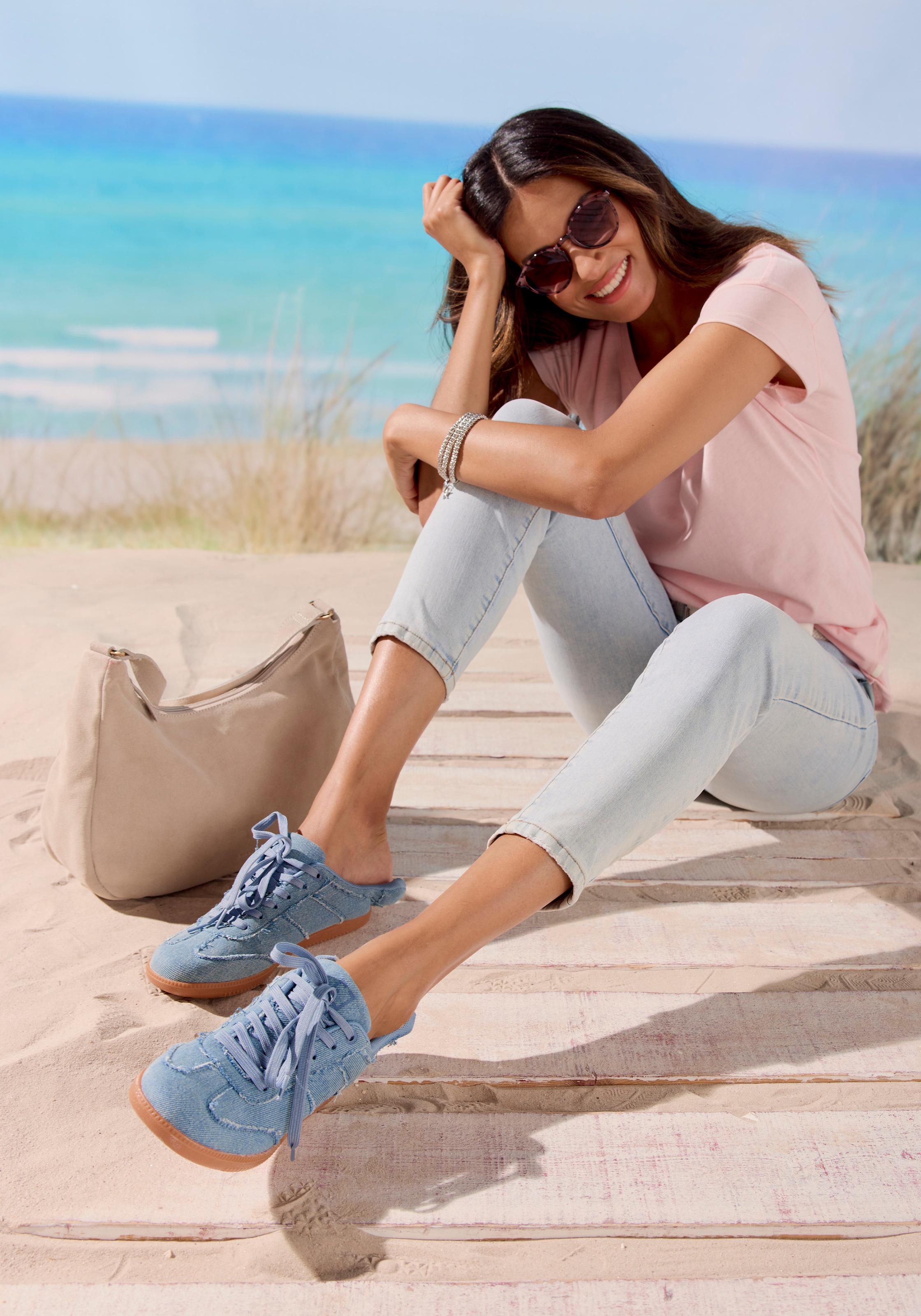 Elbsand Schultertasche »Handtasche, Shopper« Ledertasche, Tragetasche, Damentasche aus weichem Leder