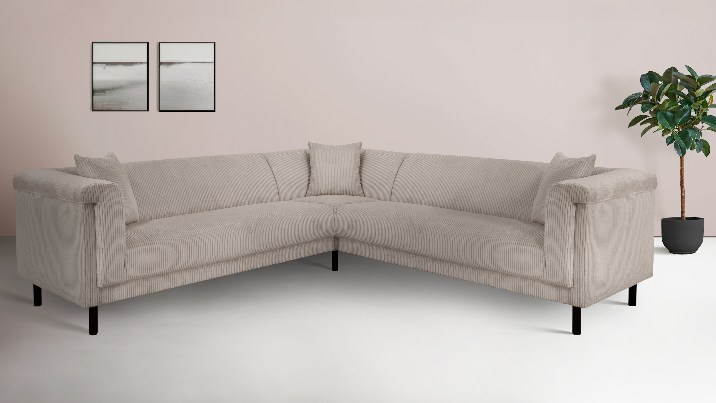 Home affaire Canapé d'angle »AGNIA L-Form   B/T/H: 244/244/71 cm« incl. Zierkissen, gleichschenklig, auch in Cord