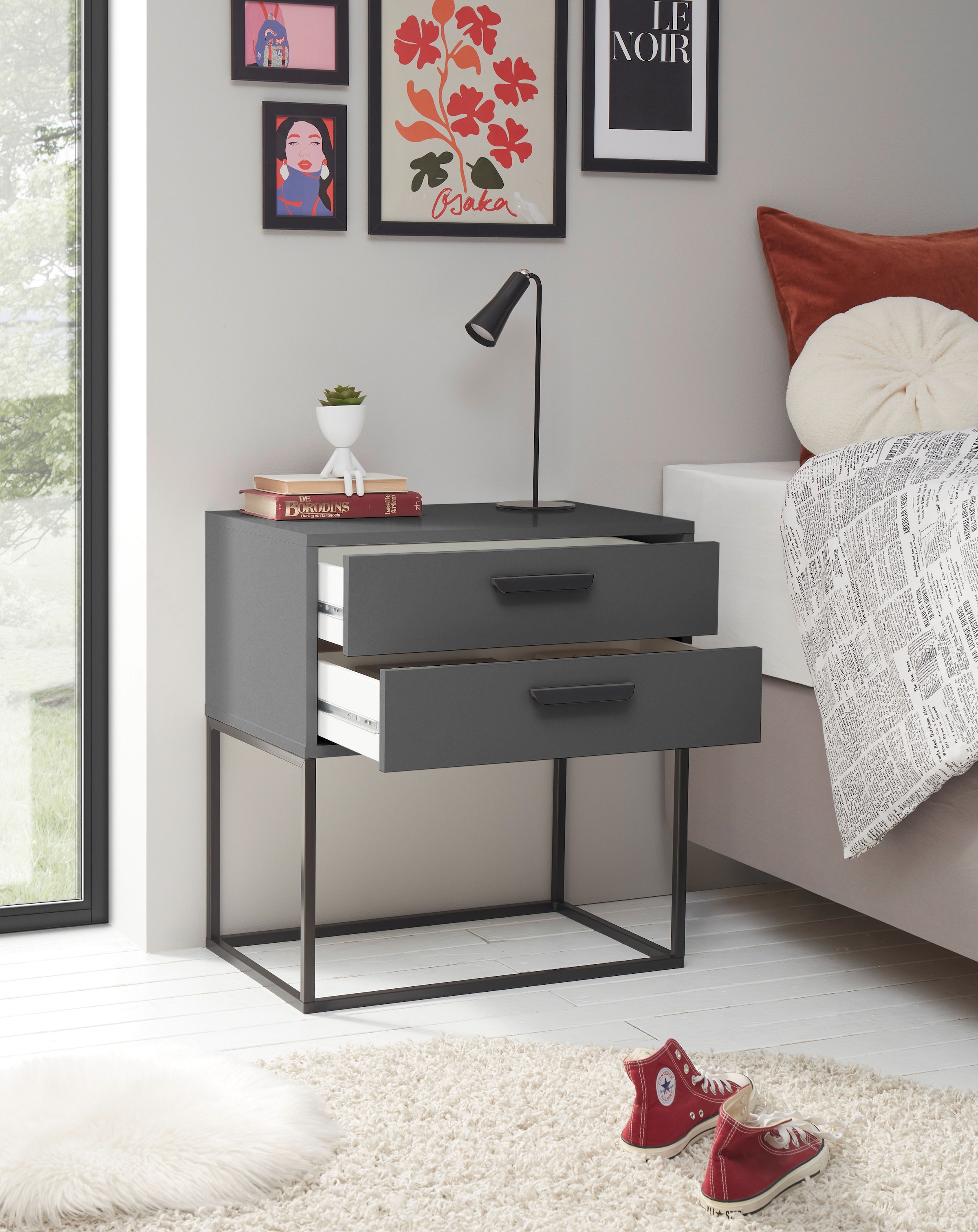 Schlafkontor »Suna Kommode, Nachttisch, Nachtschrank« auf Metallgestell