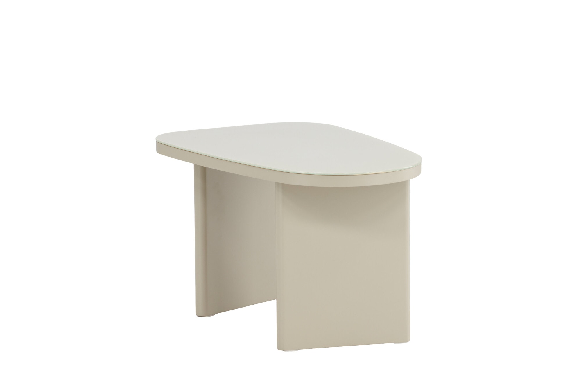 Venture Home Table d'appoint »Grönvik, ovaler Beistelltisch 70 × 45 cm mit Glasplatte in Beige« table d'appoint, verre transparent, cadre MDF beige, ovale, décorative