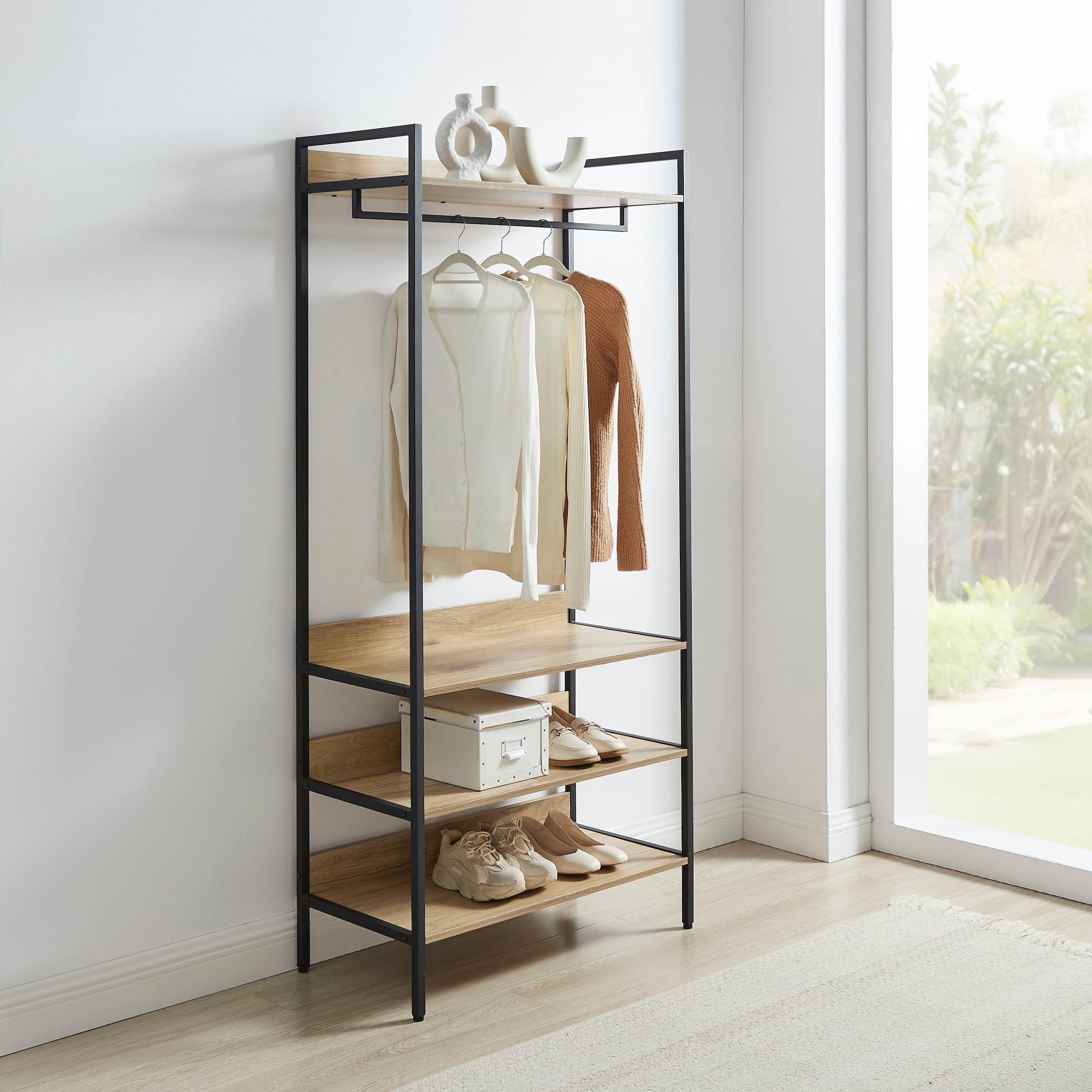 GOODproduct Garderobenschrank »Tayler« Melamin-Tischplatte, pulverbeschichtetem Metallgestell, Höhe 180 cm