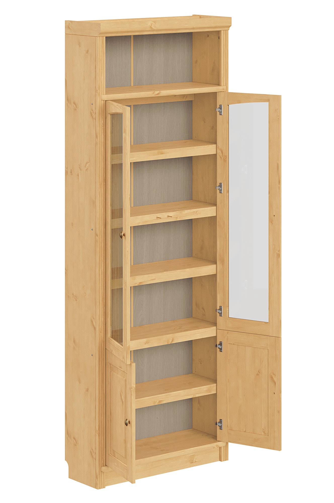 GOODproduct Vitrine »Soeren Regal mit 2 Glastüren und 2 Holztüren, B/TH: 80/29/220 cm« Kiefer FSC®-zertifiziert, 1 offenes Fach, 6 Fächer hinter den Türen