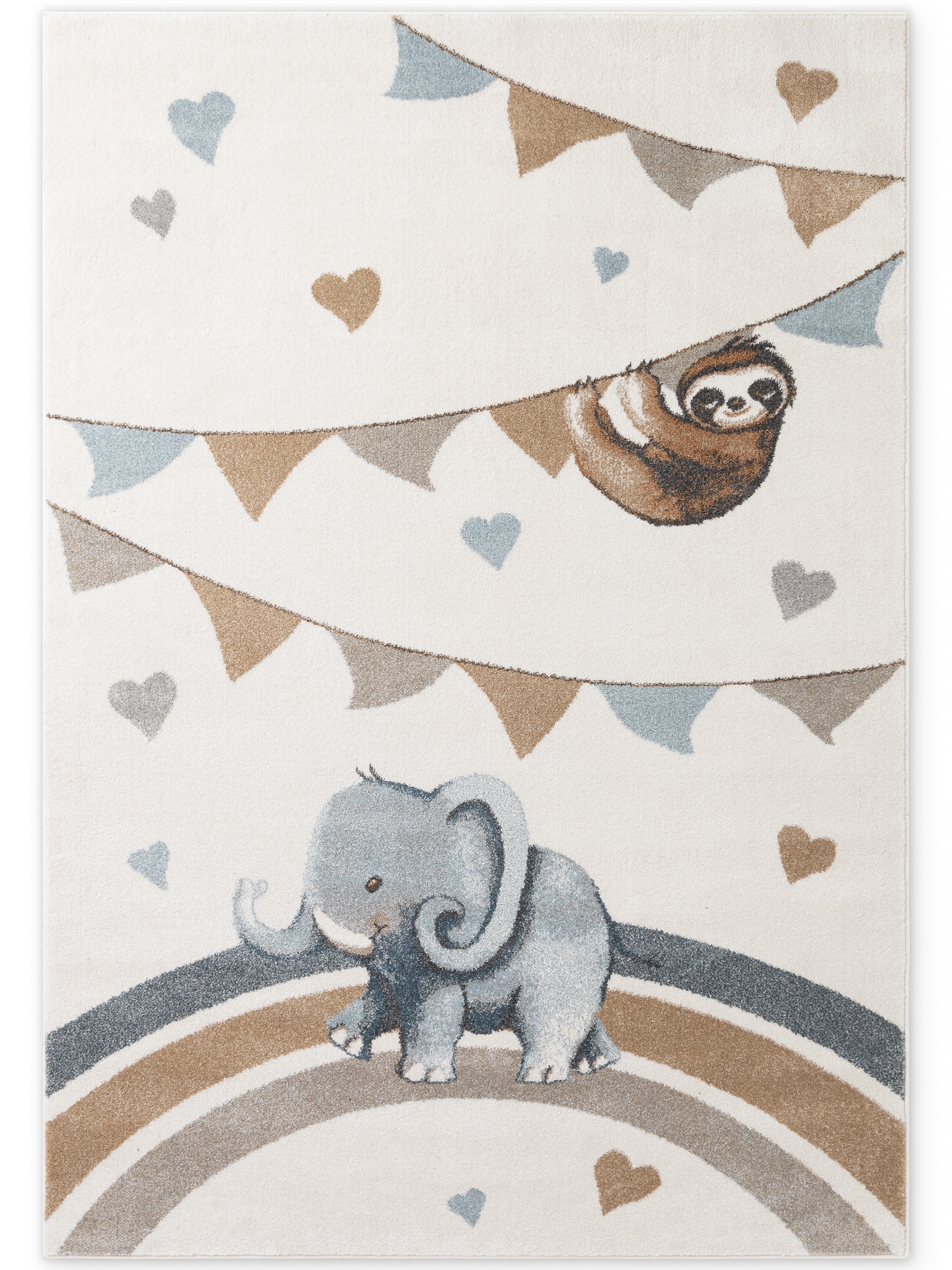 Villeroy & Boch Kinderteppich »Walk like an Elephant Rainbow Party Teppich« rechteckig 9 mm Höhe Spielteppich weich, Kinderzimmer, Boho Kids Spielunterlage, Tieremotiv