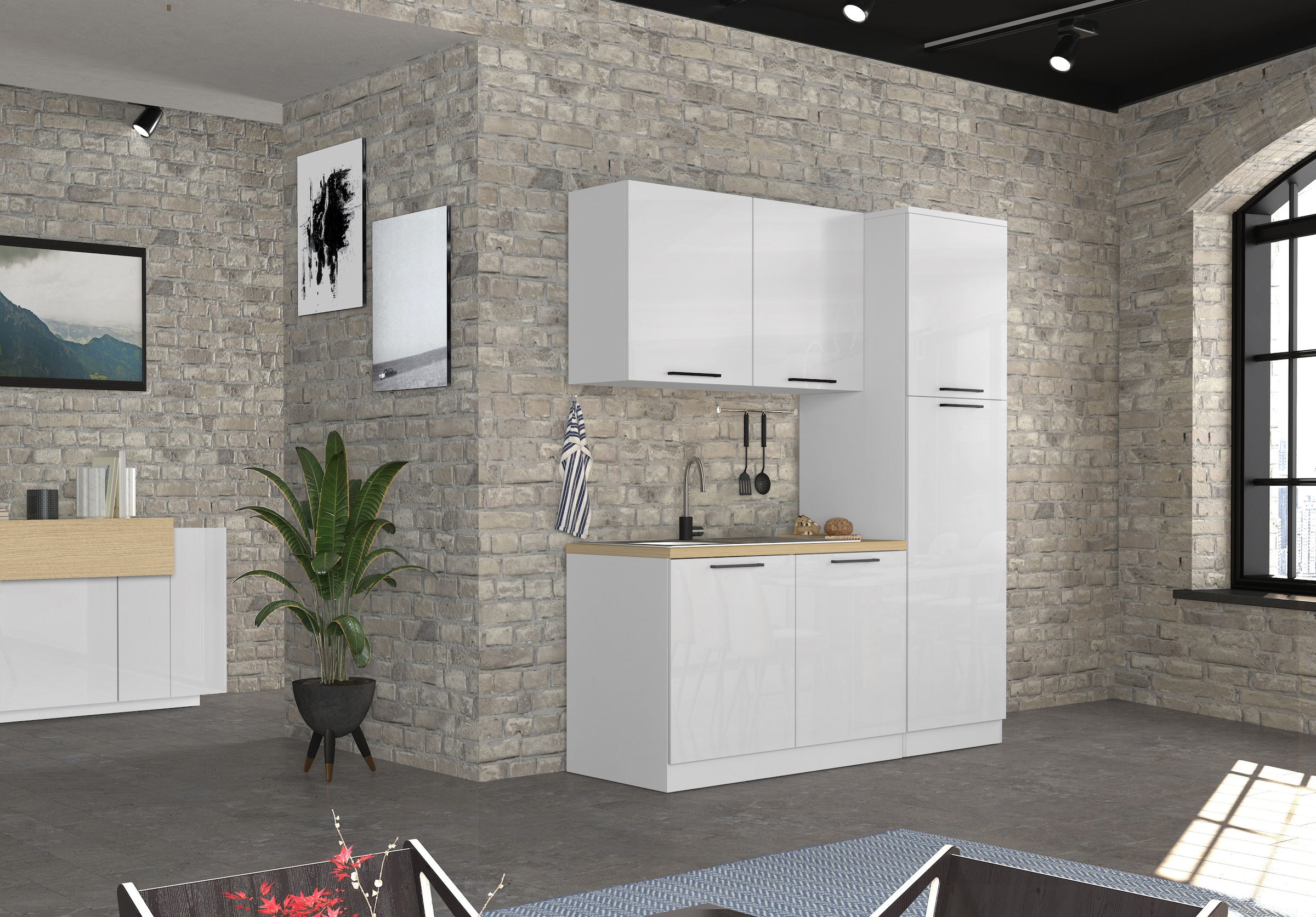 KOCHSTATION Armoire suspendue »Luna, Oberschrank,  Küchenhängeschrank, Made in Italy« B/T/H: 60×35×71 cm, zusätzlicher Stauraum über der Arbeitsfläche