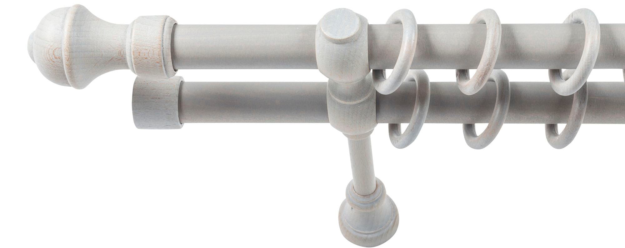 SN DECO GROUP Gardinenstange »Ares« 2 läufig-läufig Fixmass 28 mm, Holz, verschiedene Längen und Farben, Komplettset