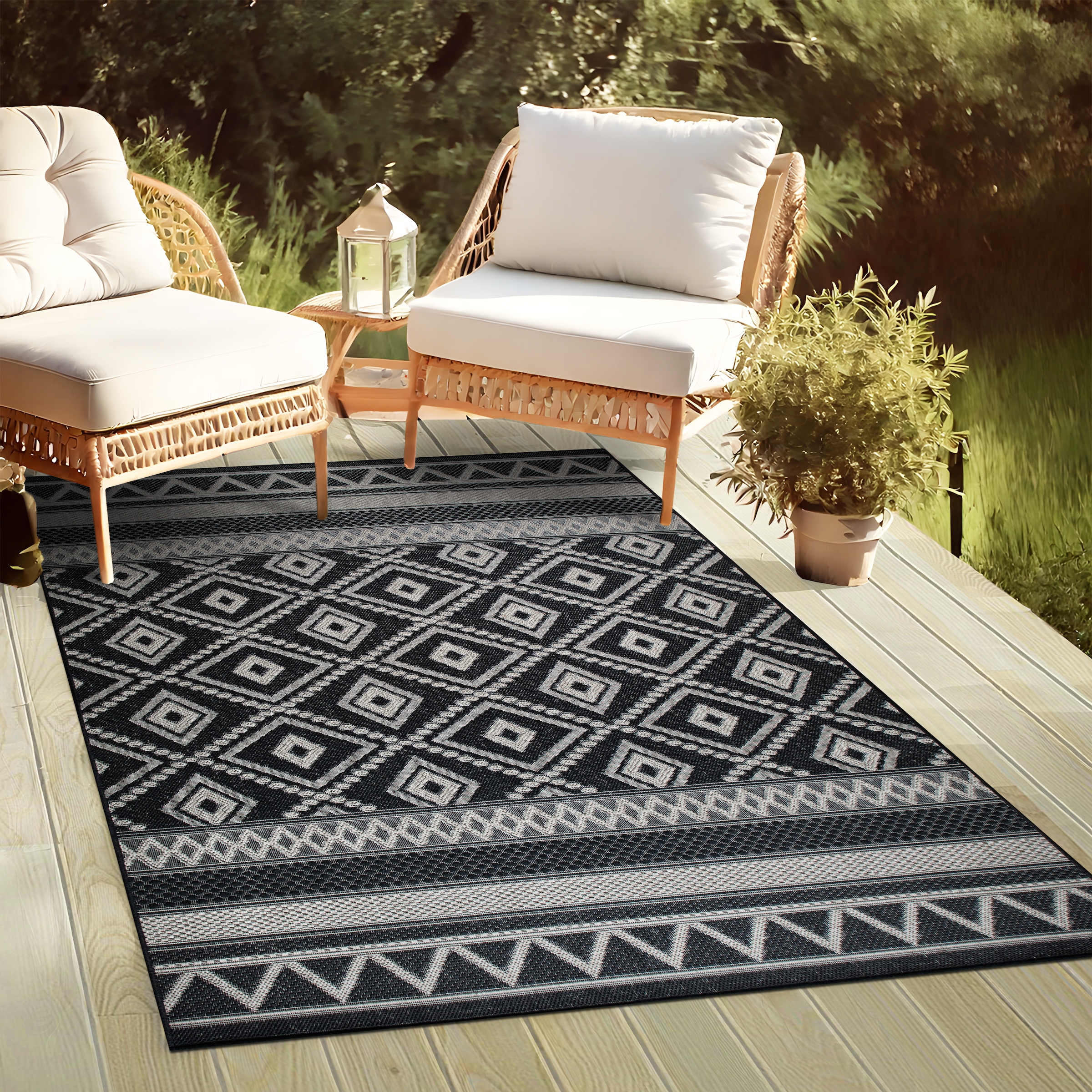 my home Teppich »Toronto auch als Läufer erhältlich« rechteckig 3 mm Höhe In- und Outdoor geeignet, Sisal-Optik, Wetterfest & UV-beständig, Boho