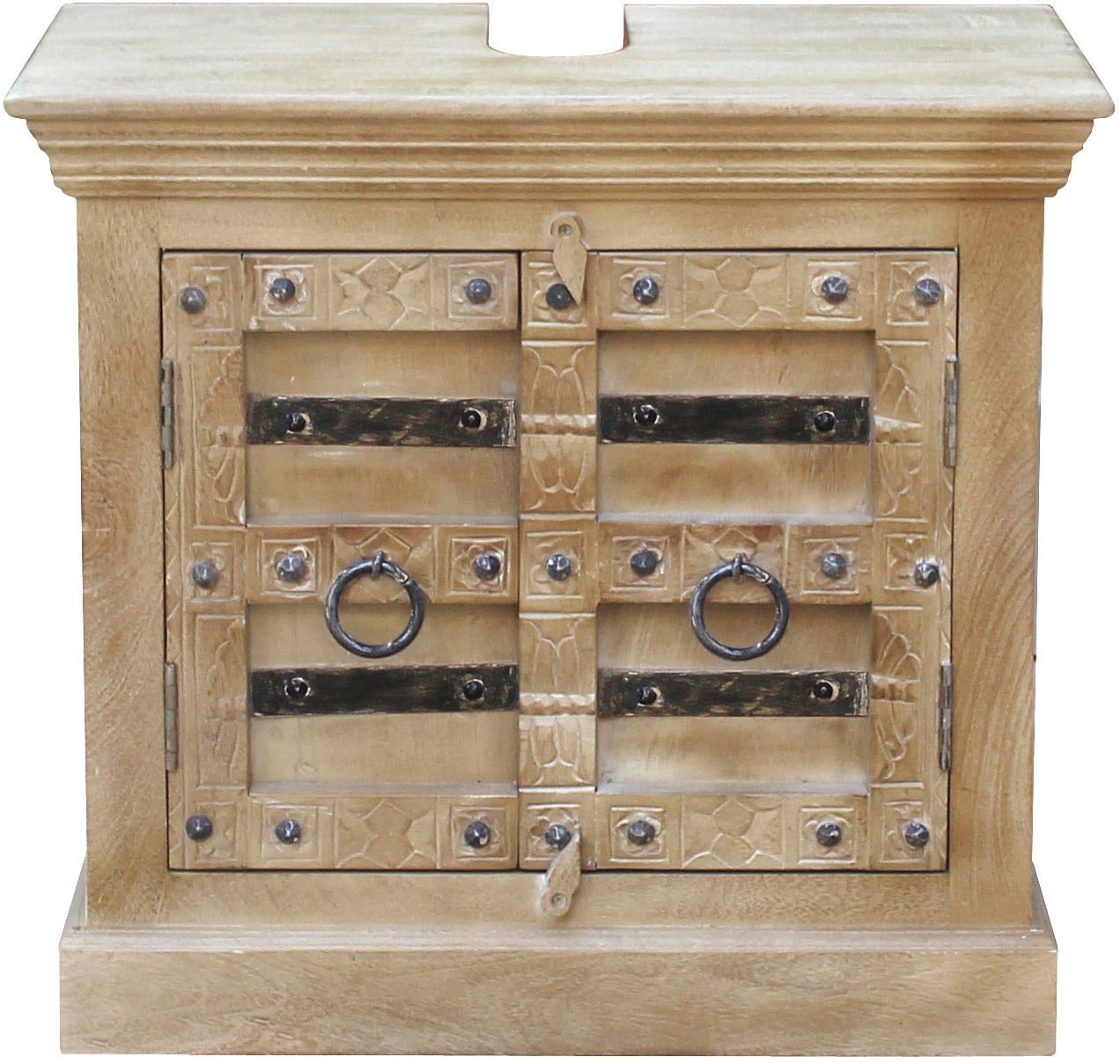 SIT Armoire sous lavabo »Daipur« ornements sculptés et découpe en siphon