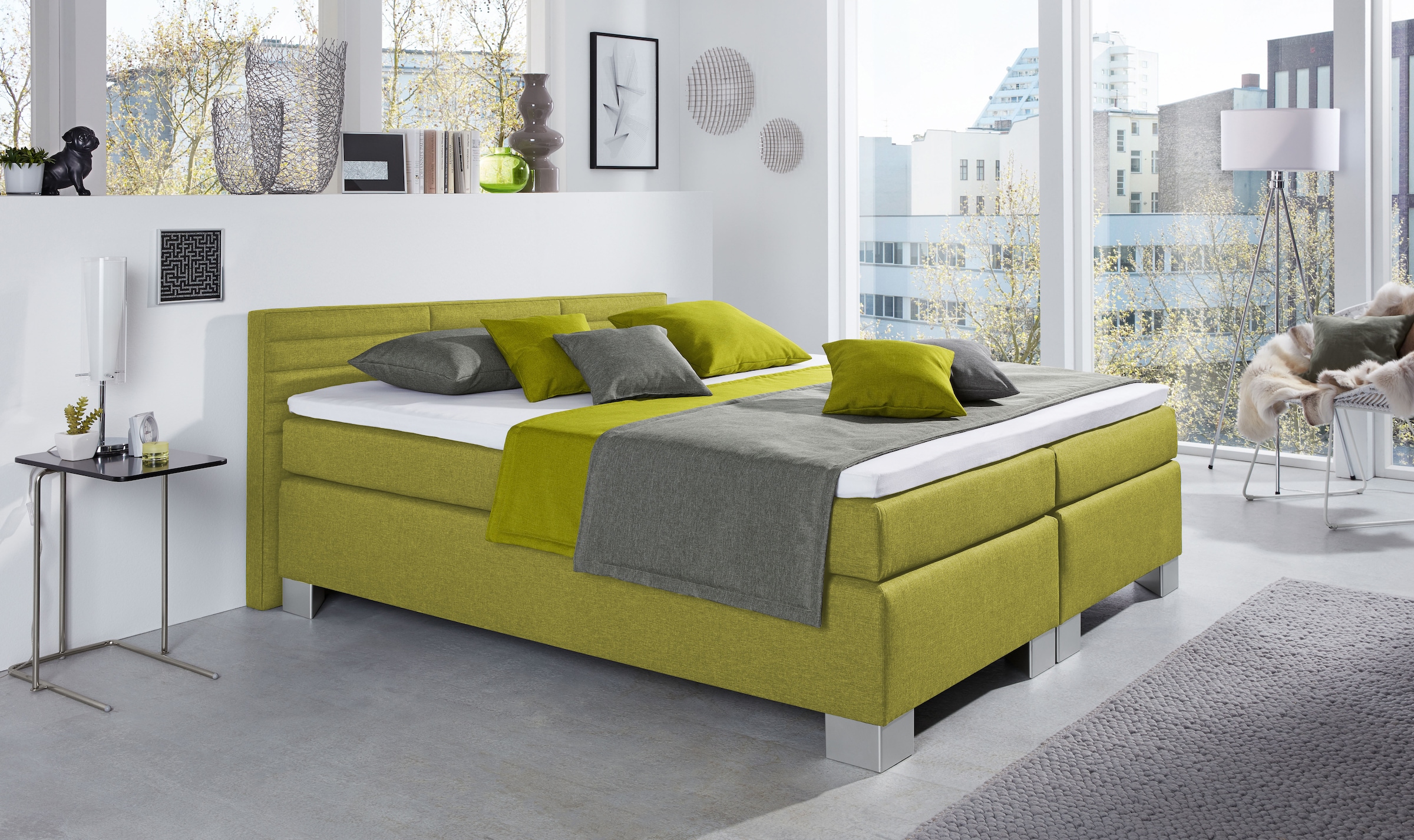 hapo Lit boxspring »ATLANTA mit niedrigem Kopfteil« ,  disponible en différentes largeurs, couleurs et types de matelas
