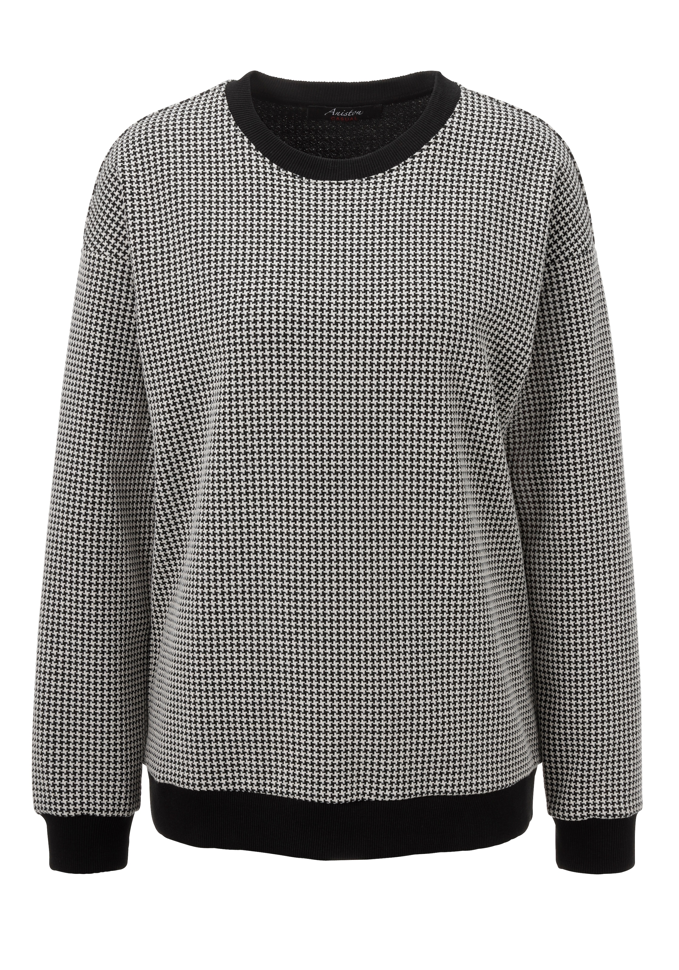 Aniston CASUAL Sweatshirt mit trendigem Hahnentritt-Muster - NEUE KOLLEKTION