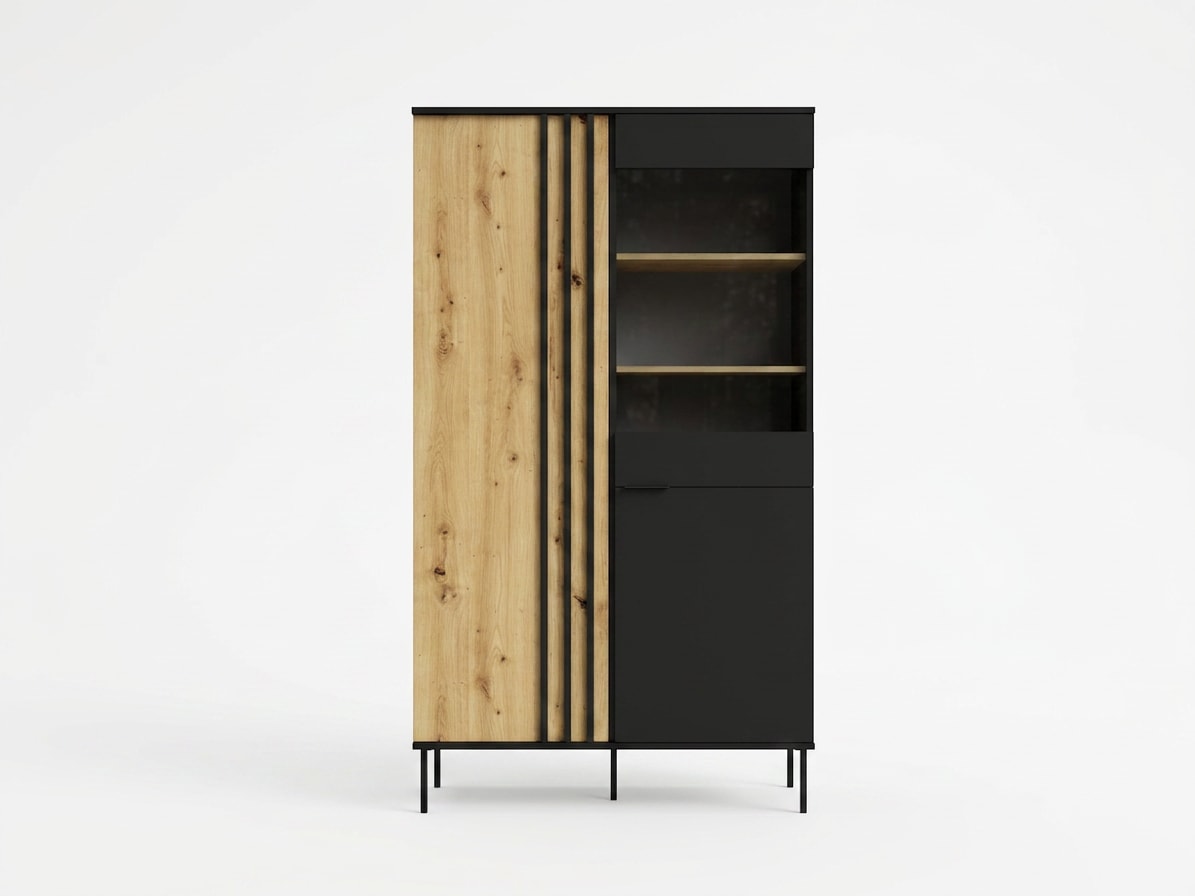 GOODproduct Vitrines »AELLOR Vitrineschrank mit/ohne Beleuchtung, verglast, viel Stauraum« Standvitrine/Glasvitrine mit 2 Türen, 8 Einlegeböden, matt Hochschrank