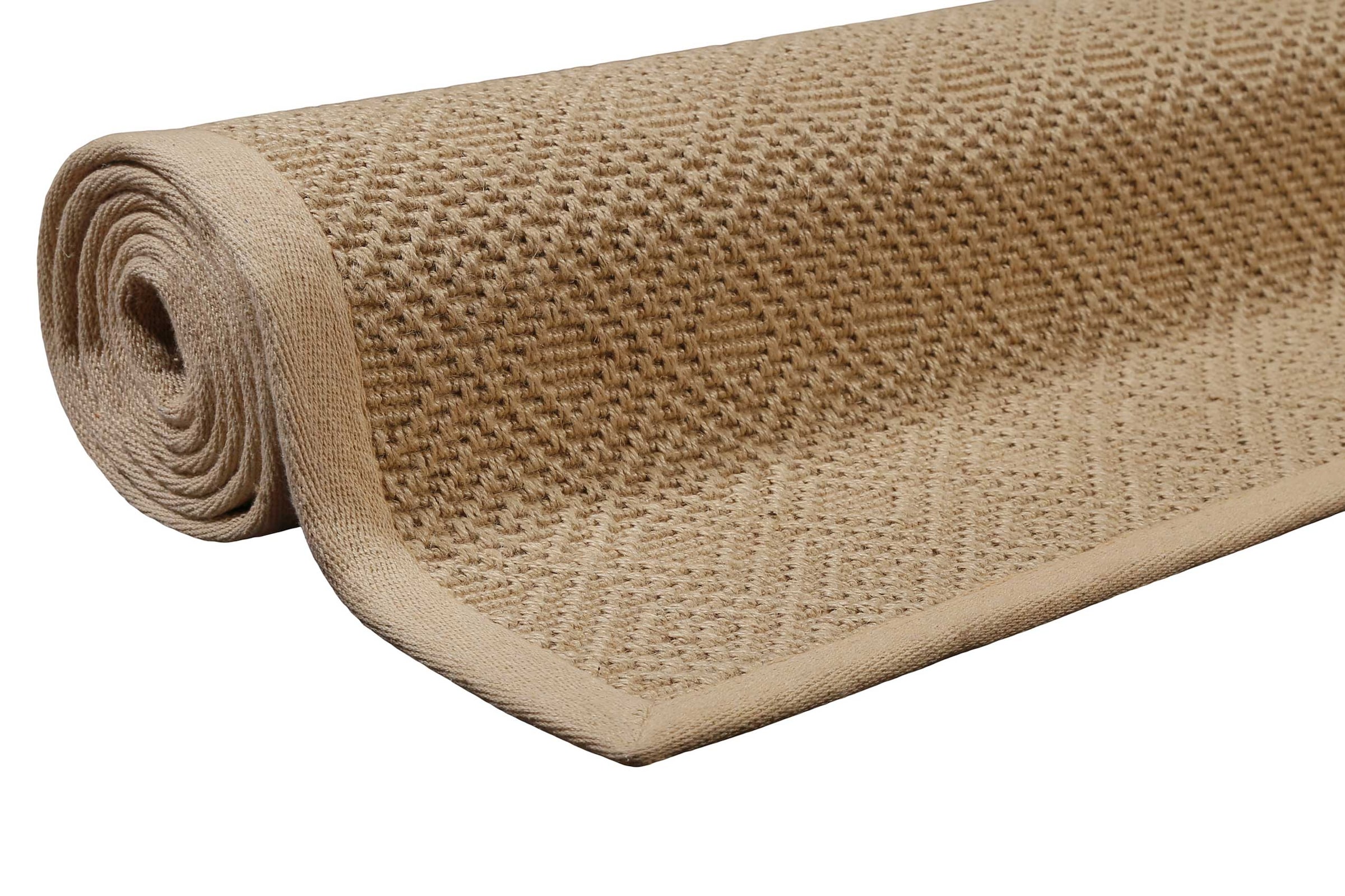 Wecon home Tapis »Hugo two,  Juteteppich,  als Läufer erhältlich« Rectangulaire 8 mm Höhe Naturfaser, 100% Jute, Sisal-Optik, pflegeleicht, Wohnzimmer, Raute