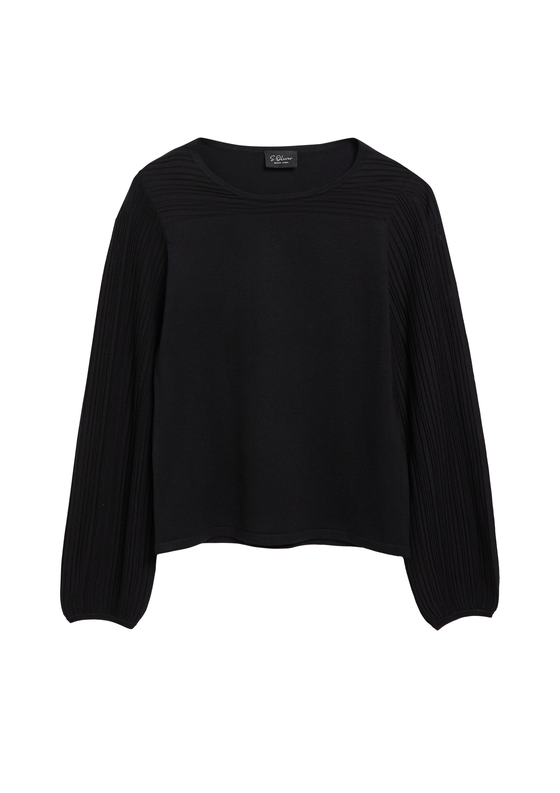 s.Oliver BLACK LABEL Strickpullover Rippenstruktur an Ärmeln und Schulterpartie / Viskose