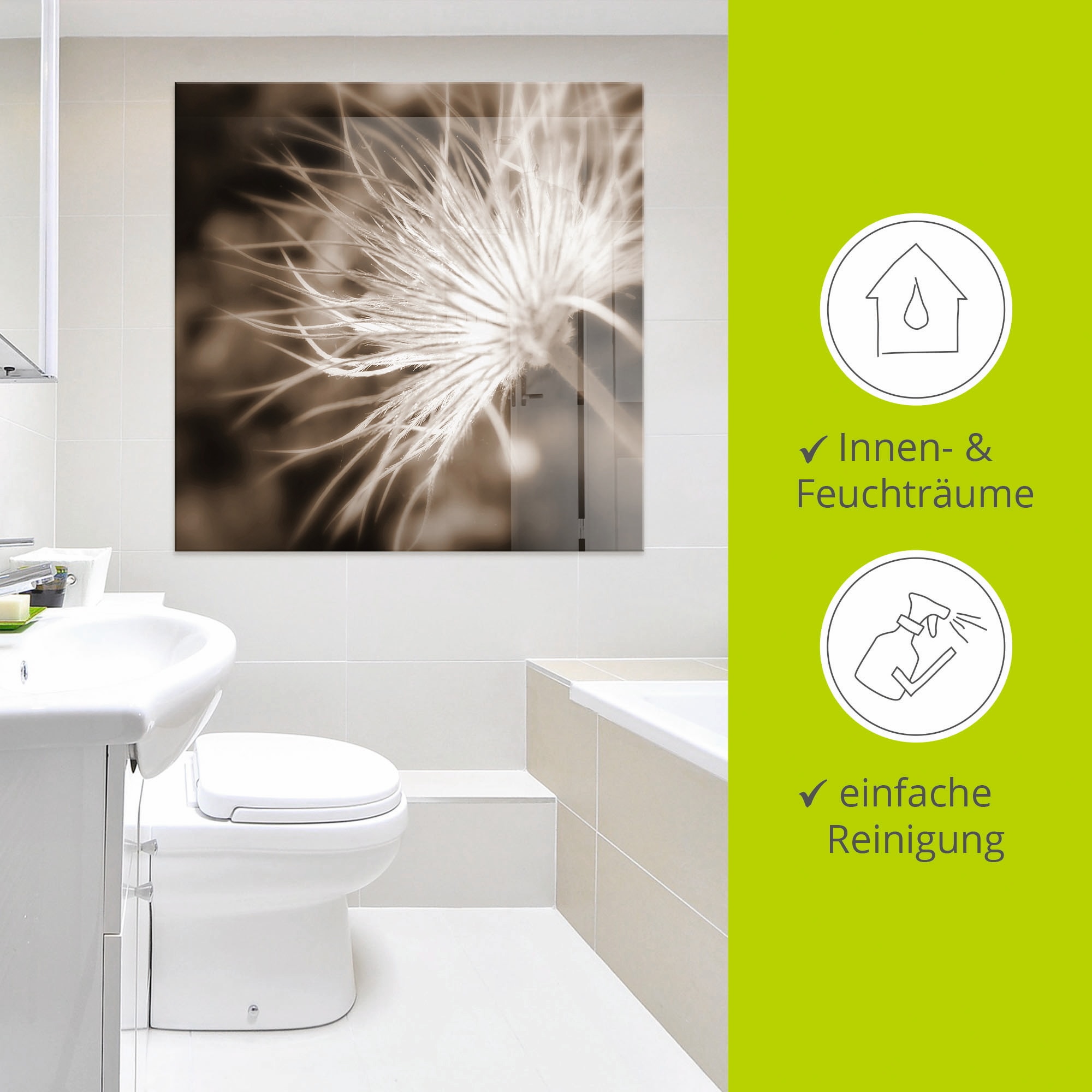 Artland Glasbild »leicht wie eine Feder« Blumen 1 Stk. tlg. in verschiedenen Grössen