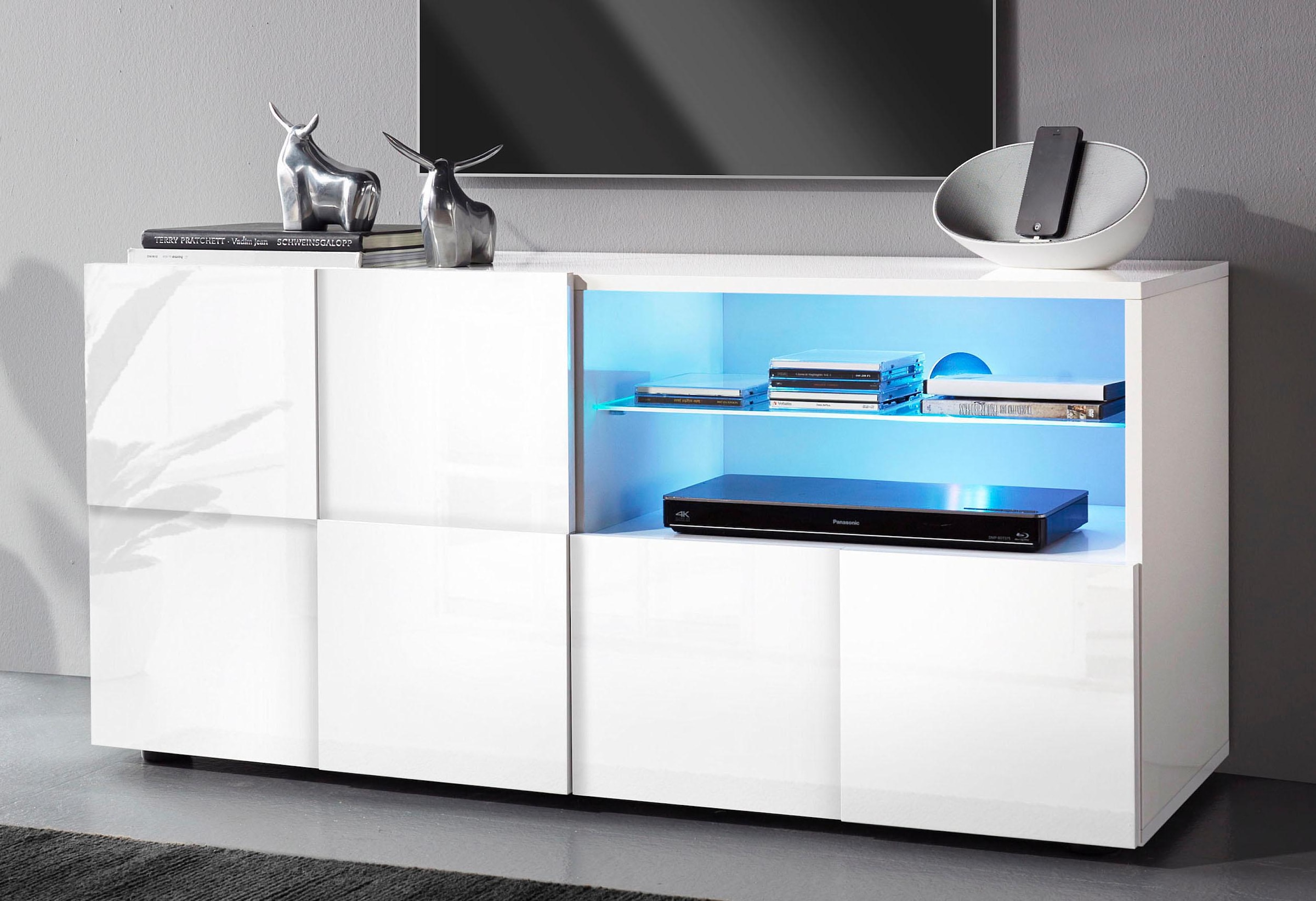 INOSIGN Lowboard »Dama Breite 121 cm, TV-Board 1 Tür, 1 Schubkasten, TV-Schrank« Front in 3D-Optik, grifflos, verschiedene Farben