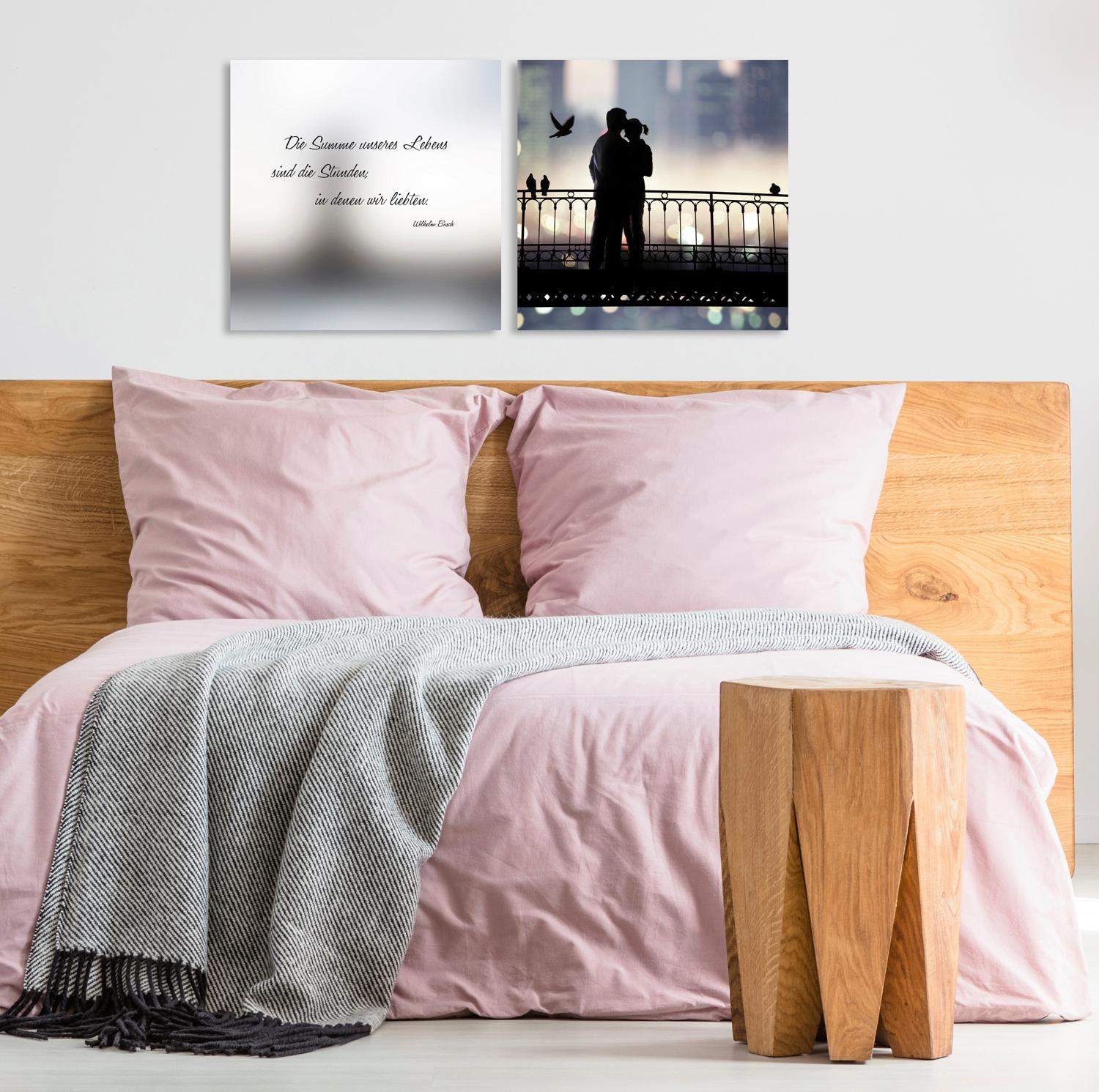 queence Leinwandbild »Summe« Kunst | Liebessprüche | Modern | Schriftzug | Schriftzüge | Spa | Spa Bilder | Sprüche | Sprüche & Texte | Vogelbilder | Vögel Set,  Premium-Leinwandstoff, Handarbeit aus Deutschland, Zitat, 2er Set