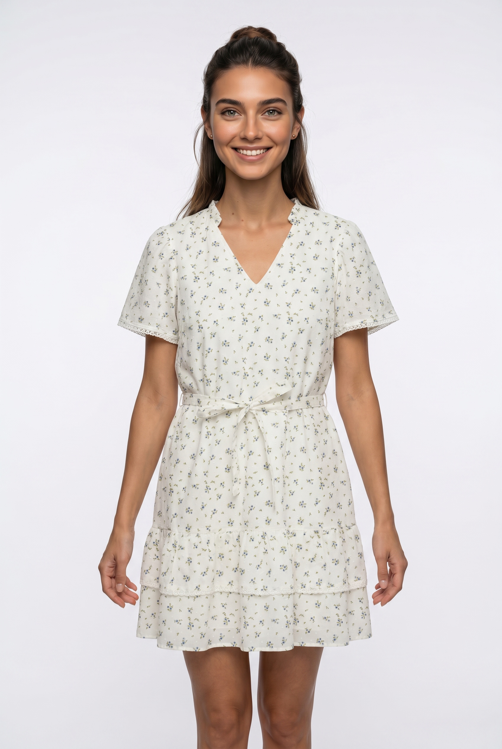 Vero Moda Mini-robe »VMTRINE SS SHORT LACE DRESS WVN NOOS« Coton