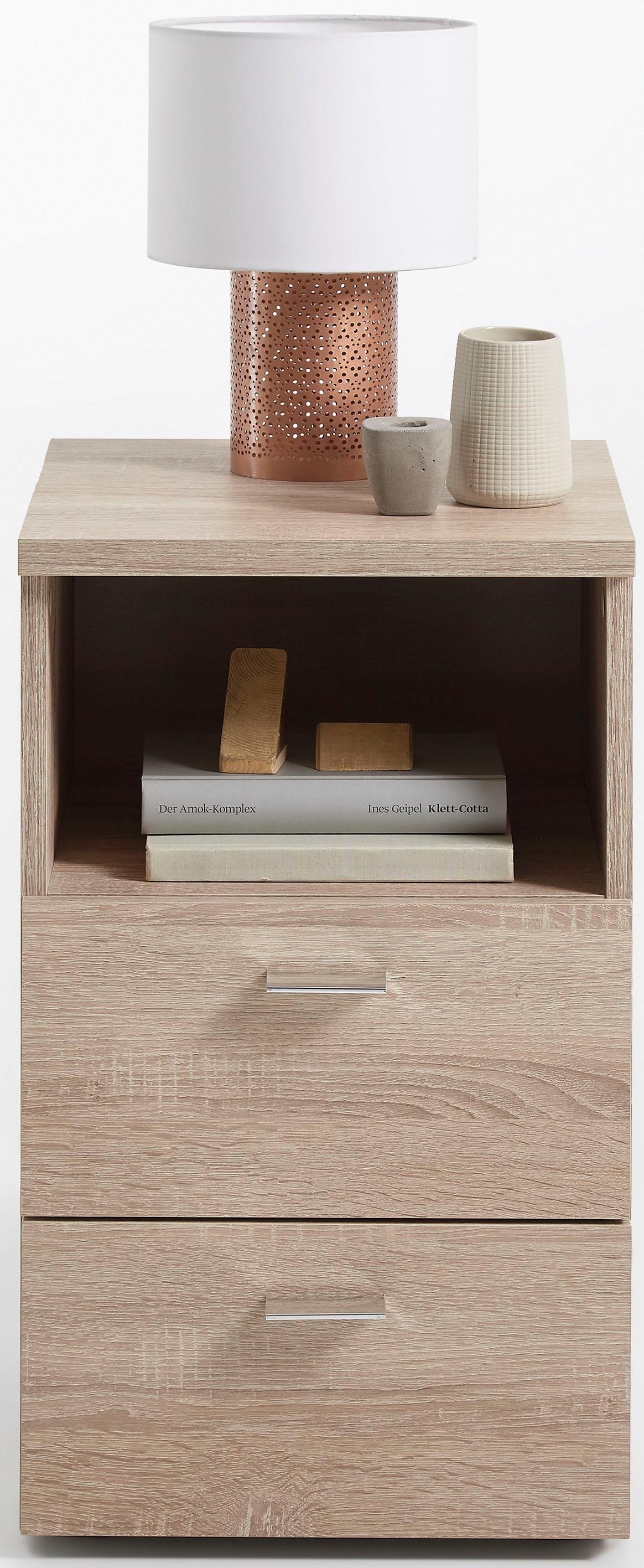 FMD Nachtkonsole »Suva« Nachttisch m. 2 Schubkästen und offenem Fach