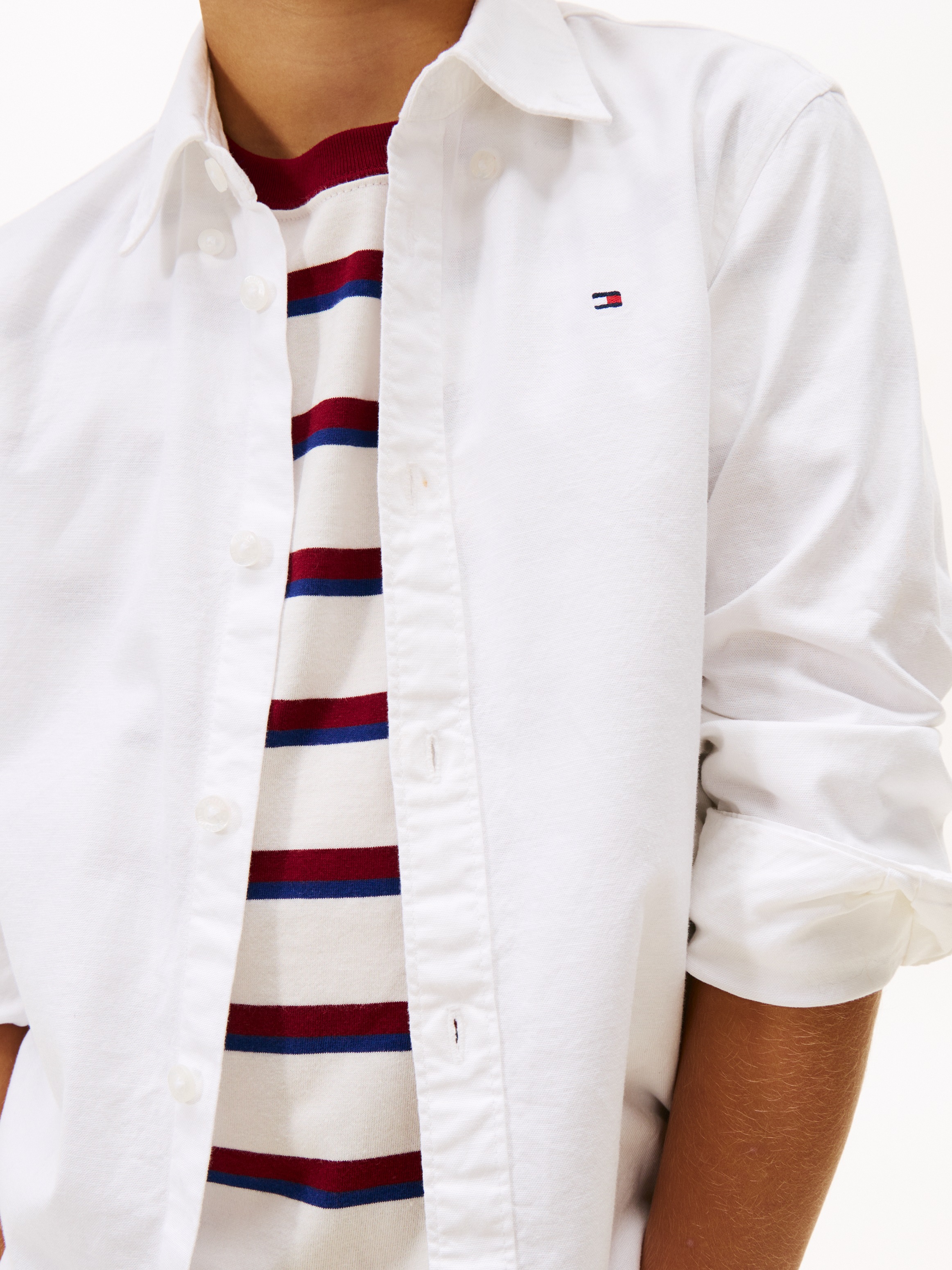 Tommy Hilfiger Langarmhemd »BOYS STRETCH OXFORD SHIRT L/S« Kinder bis 16 Jahre, Button-down-Kragen, Langarm, Logo-Flag