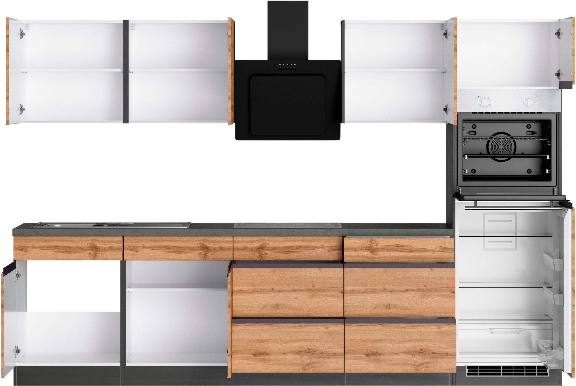 KOCHSTATION Kitchenette »KS-Riesa« largeur d’installation 300 cm, sans appareils électriques