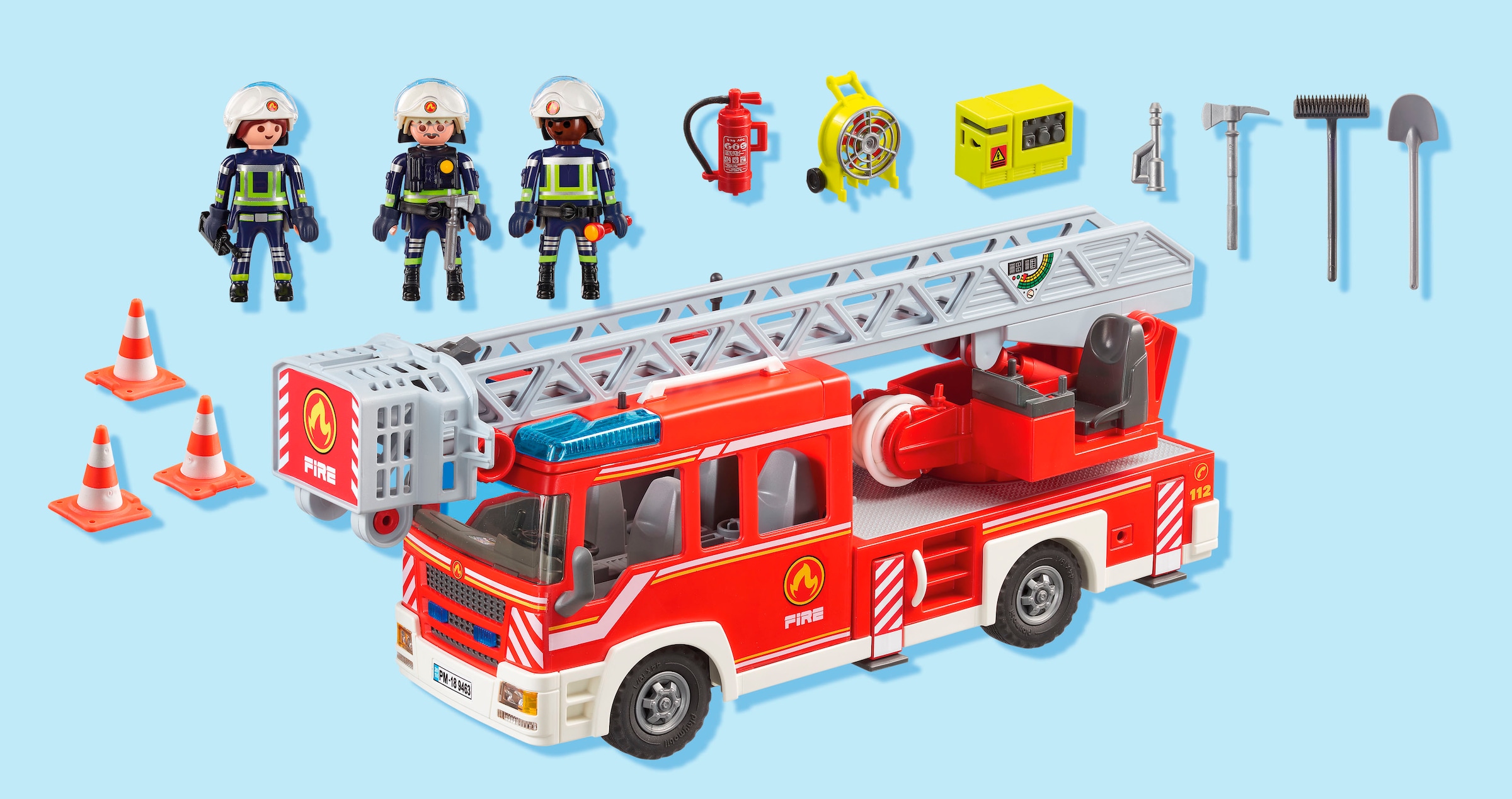 Playmobil® Jeu de construction »Feuerwehr-Leiterfahrzeug (9463), My Action Heroes« Made in Germany
