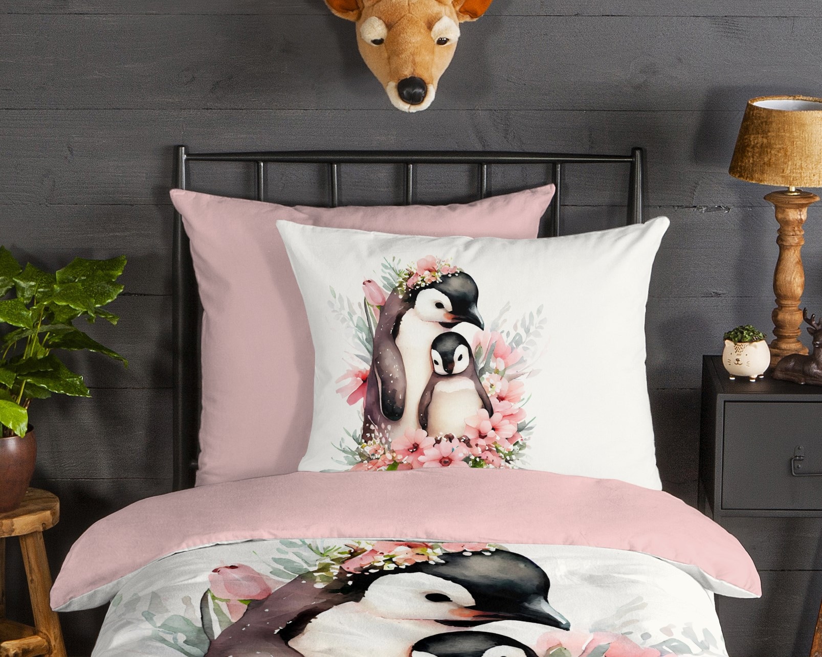 good morning Kinderbettwäsche »Penny« 2 Stk. tlg. Flanell Biber, 135x200, Warm, Reissverschluss, Wende, Mädchen, Pinguin