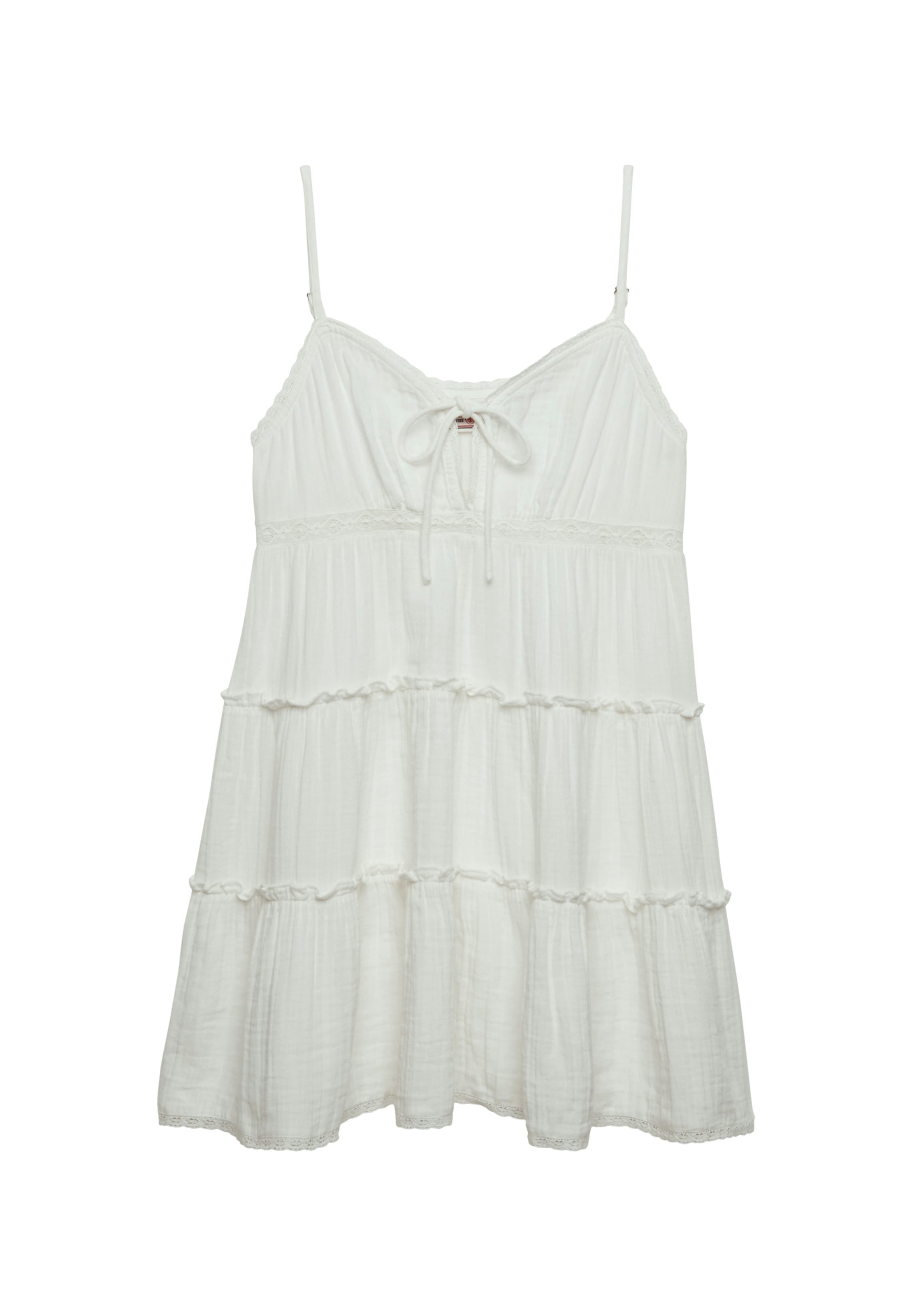Superdry Robe d'été »CHEESECLOTH TIERED MINI DRESS« en coton, Relaxed Fit, sans manches, tissu tissé facile d'entretien