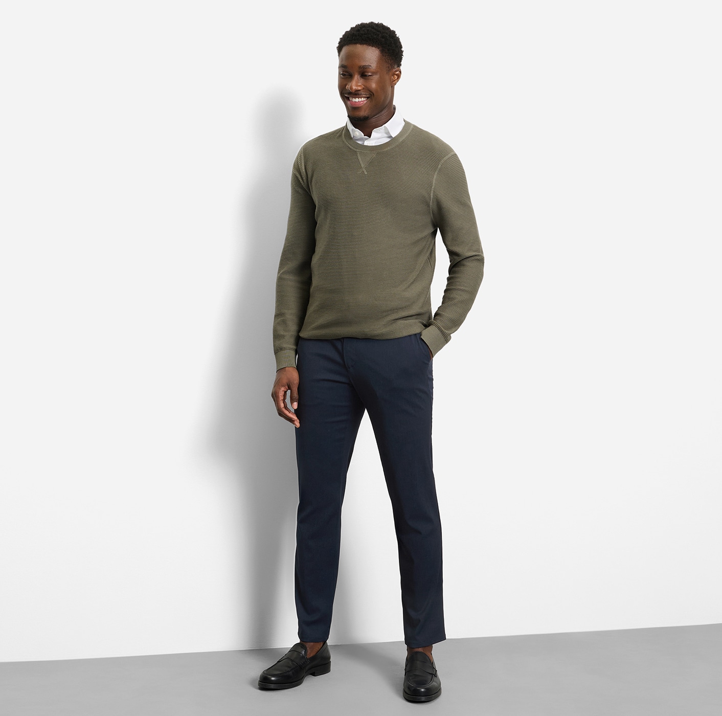OLYMP Pull à col rond »OLYMP Strick Casual« avec motif structuré à la mode