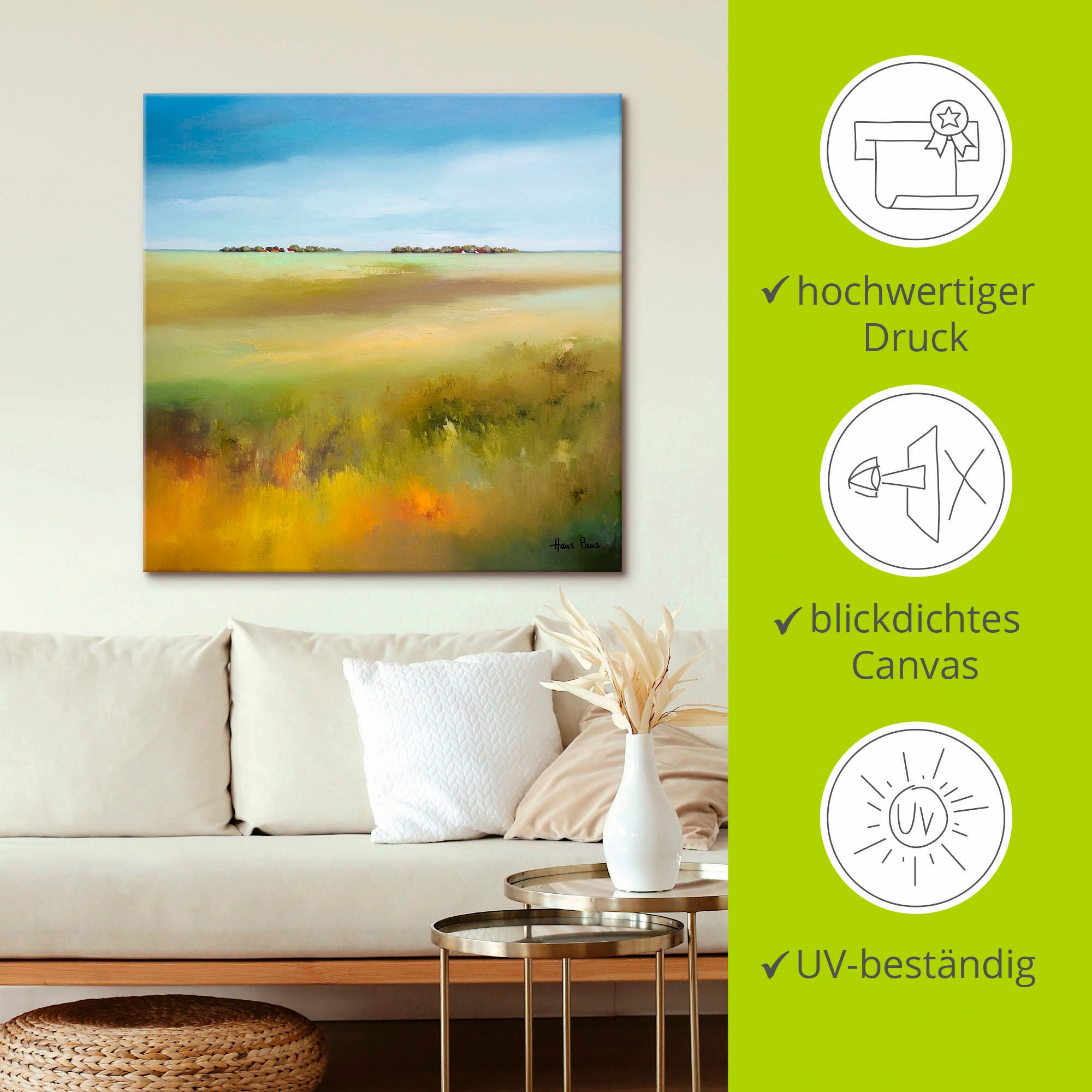 Artland Tableau sur toile »Landschaft I« 1 cuis tlg. auf Holzrahmen gespannt