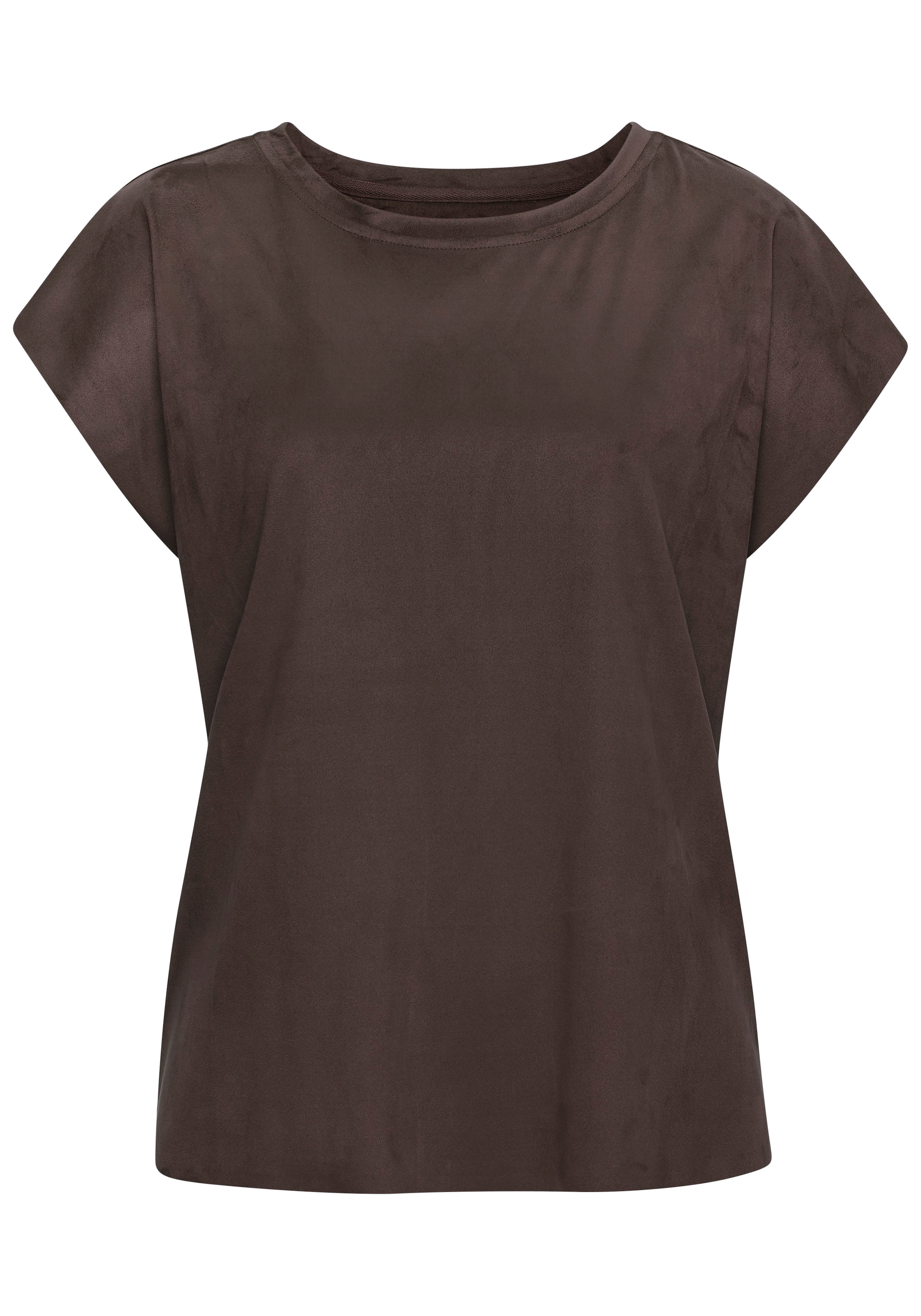 French Connection T-Shirt aus Veloursleder-Imitat mit kleiner Stickerei, Loungewear