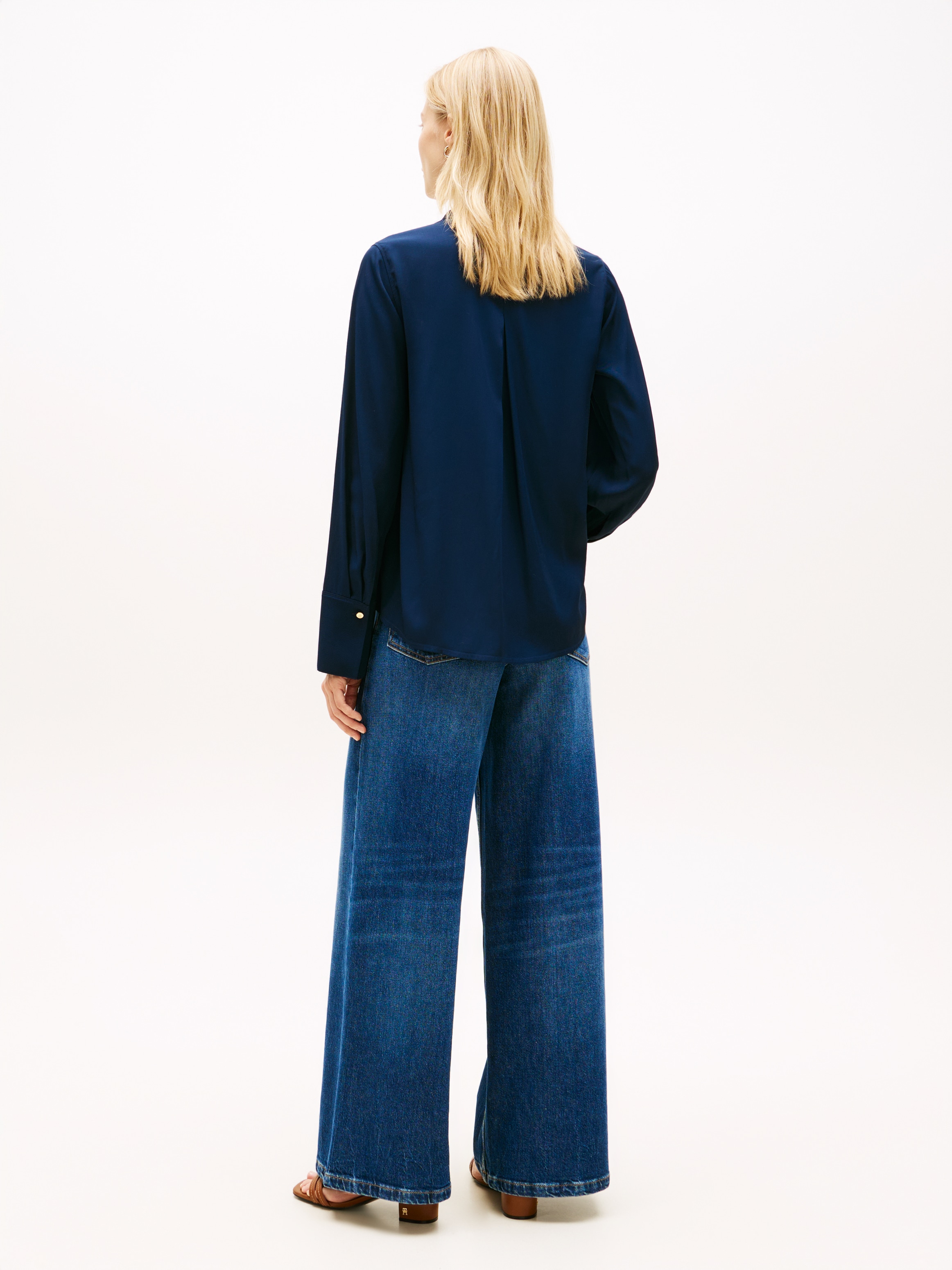 Tommy Hilfiger Blouse à manches longues »VIS TWILL V NECK BLOUSE LS« mit Knopfleiste