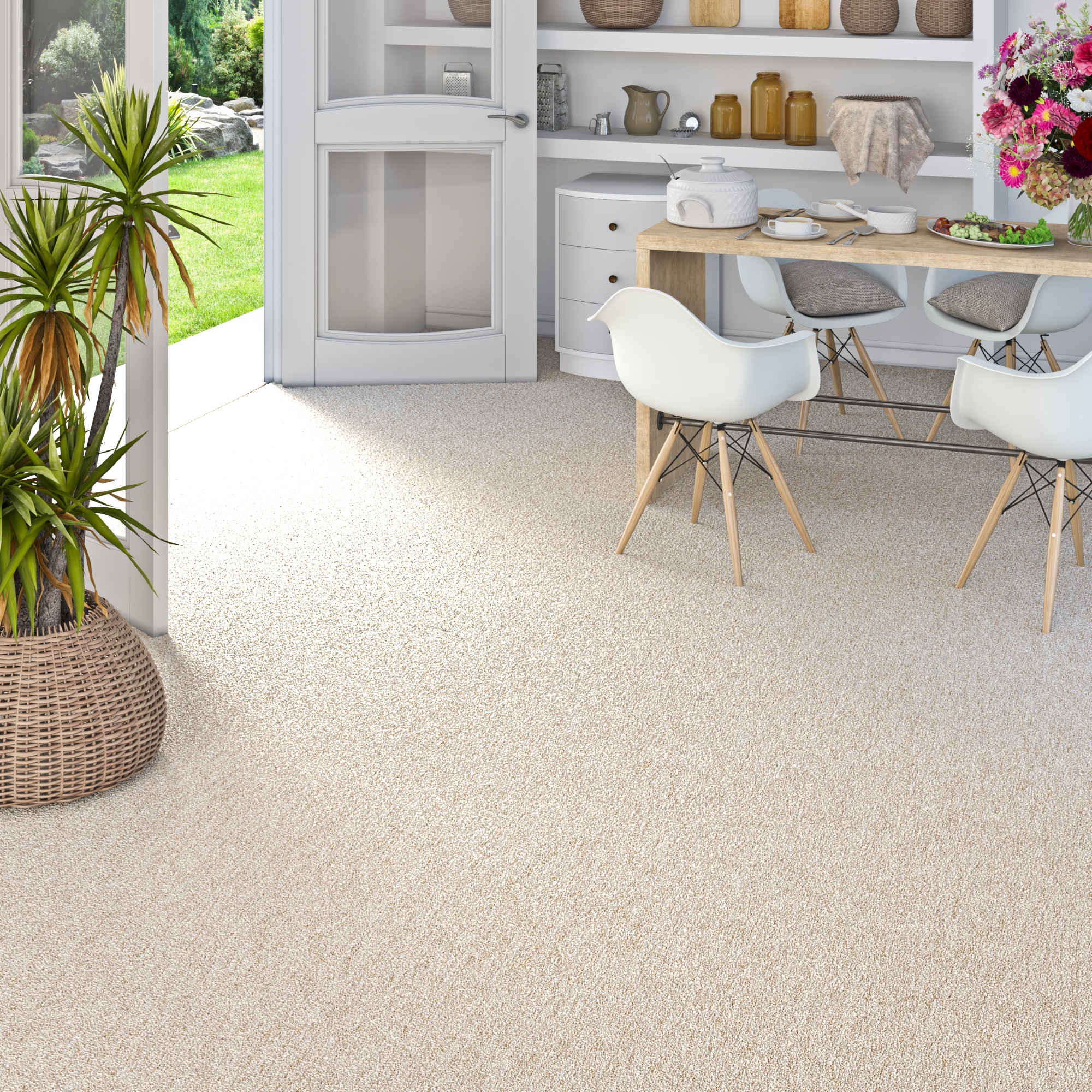 my home Teppichboden »Fortis, Schlinge, Made in Netherlands« rechteckig 5 mm Höhe meliert, Breite 400 cm, strapazierfähig, Wohnzimmer