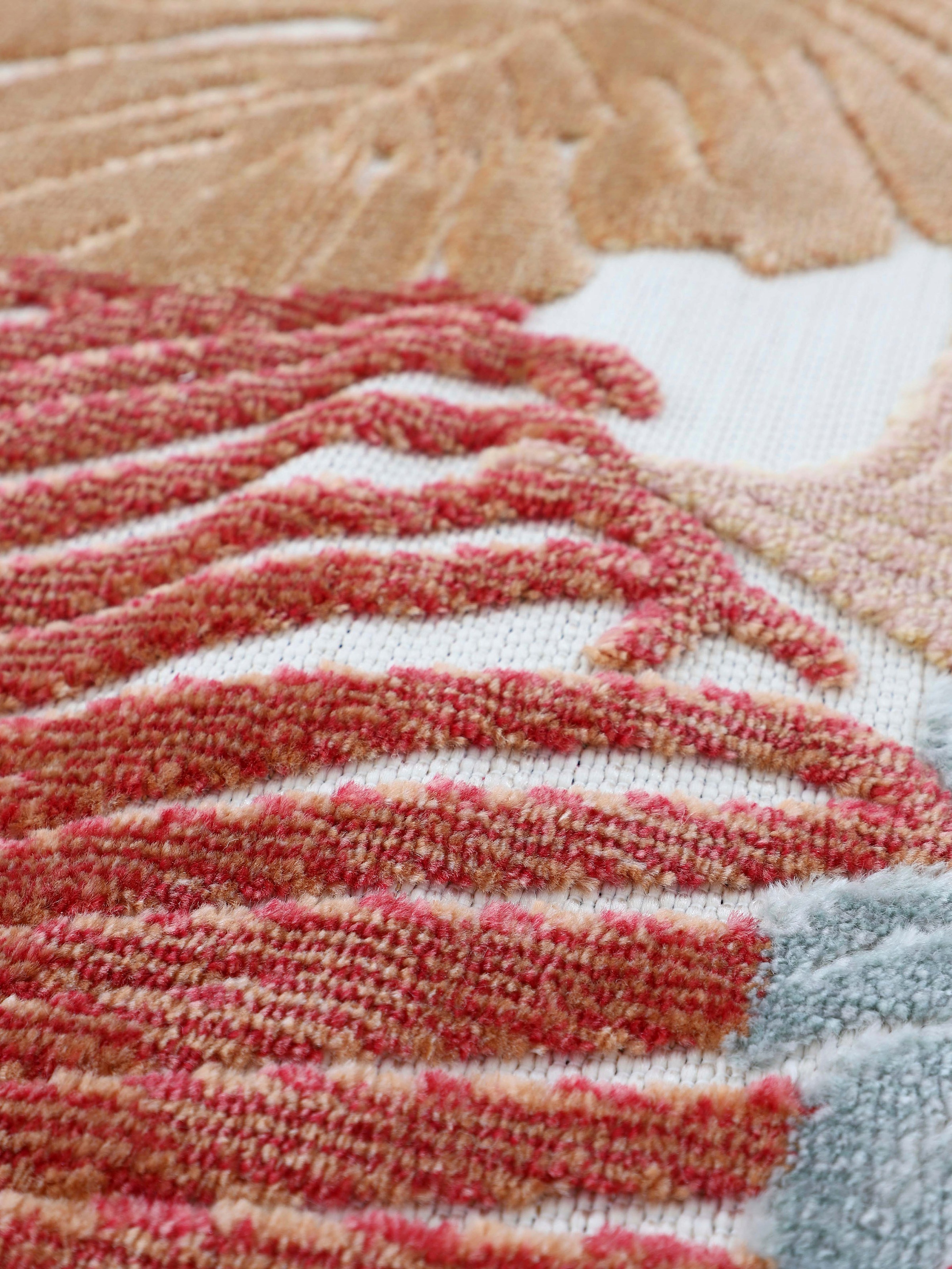 carpetfine Tapis »Deja 104« Rectangulaire 4 mm Höhe robustes Flachgewebe, Floral Palmenblätter, In- und Outdoor, Läufer