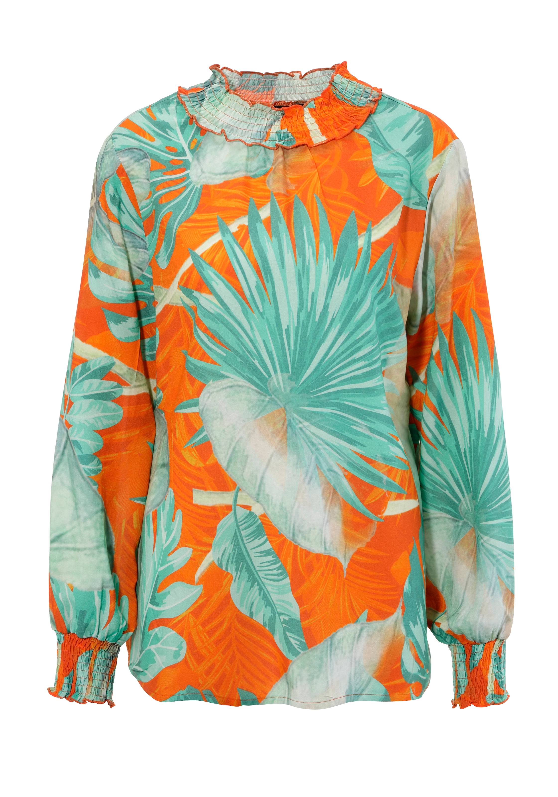 Aniston CASUAL Schlupfbluse mit grossflächigen Blätterdruck im Batik-Dessin