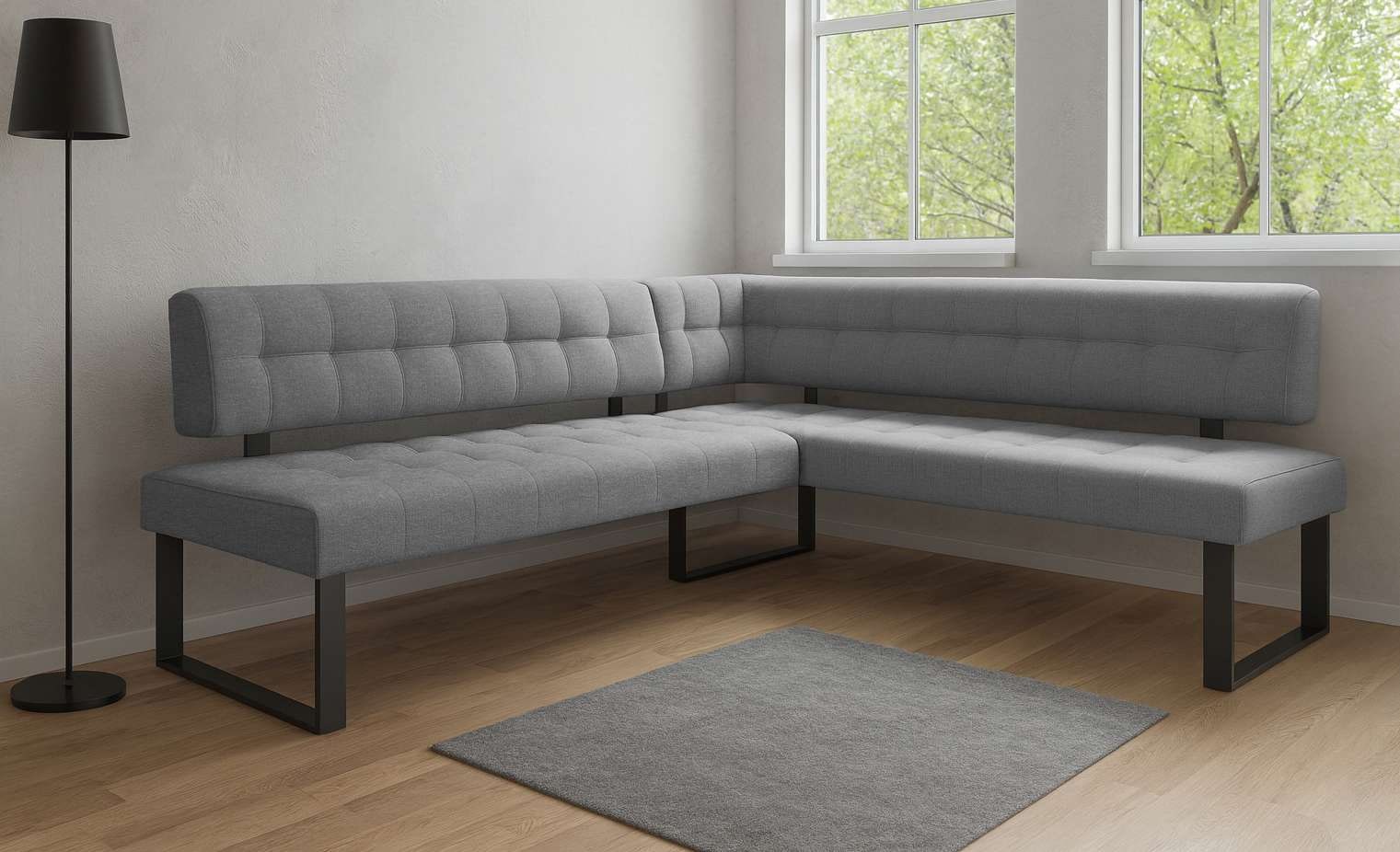 Home affaire Ensemble de bancs d'angle »Mia Essecke, Sitzgruppe, Eckbankgruppe, Küchenbankgruppe« Set, 4er, 4 tlg. Eckbank mit Wellenfederung; Tisch in Eiche massiv