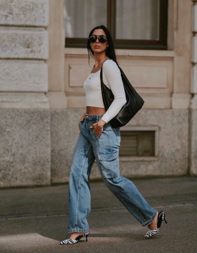 Tally Weijl Jeans cargo »SPADEGINNA« Coton, coupe baggy