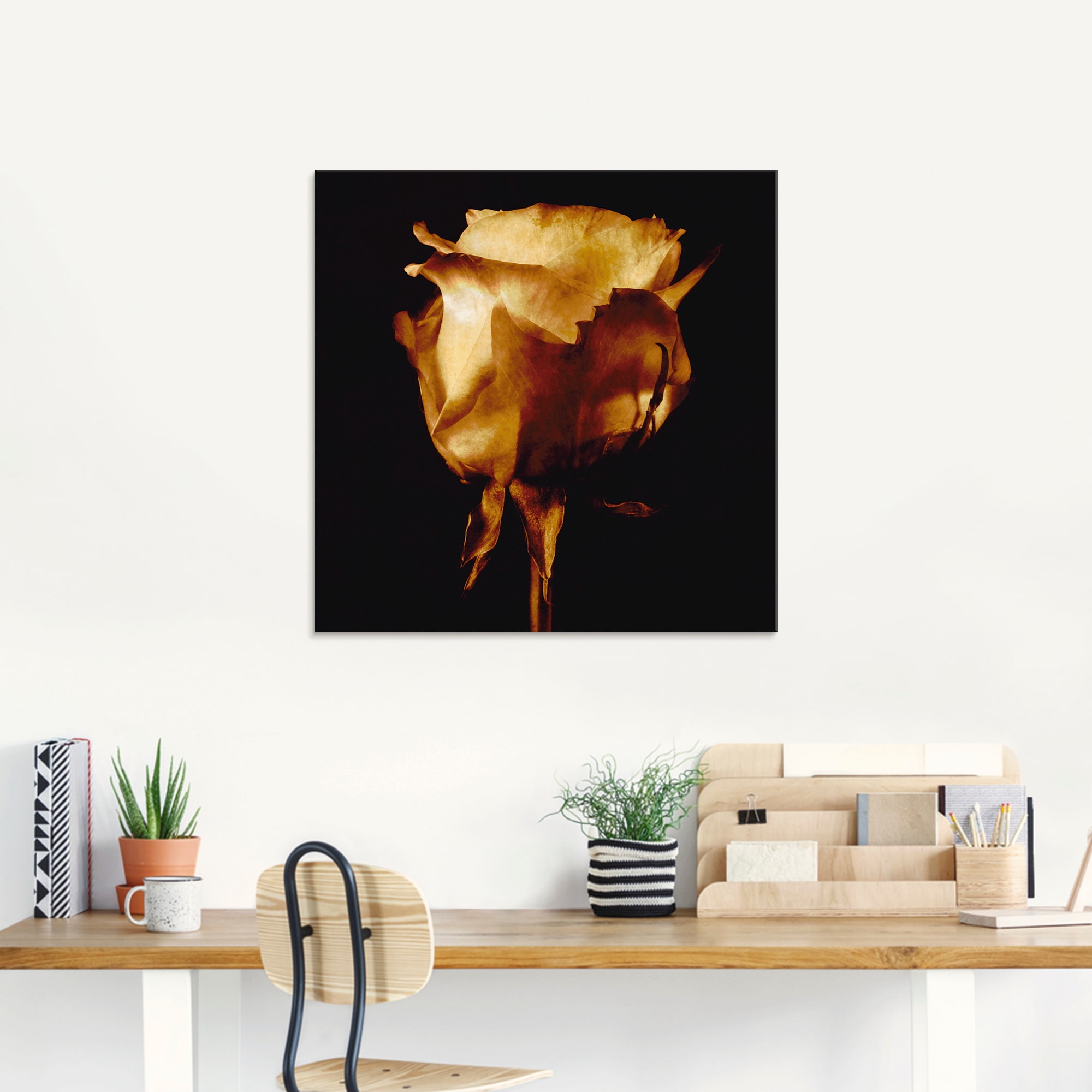 Artland Glasbild »Vergoldete Rose« Blumen 1 Stk. tlg. in verschiedenen Grössen