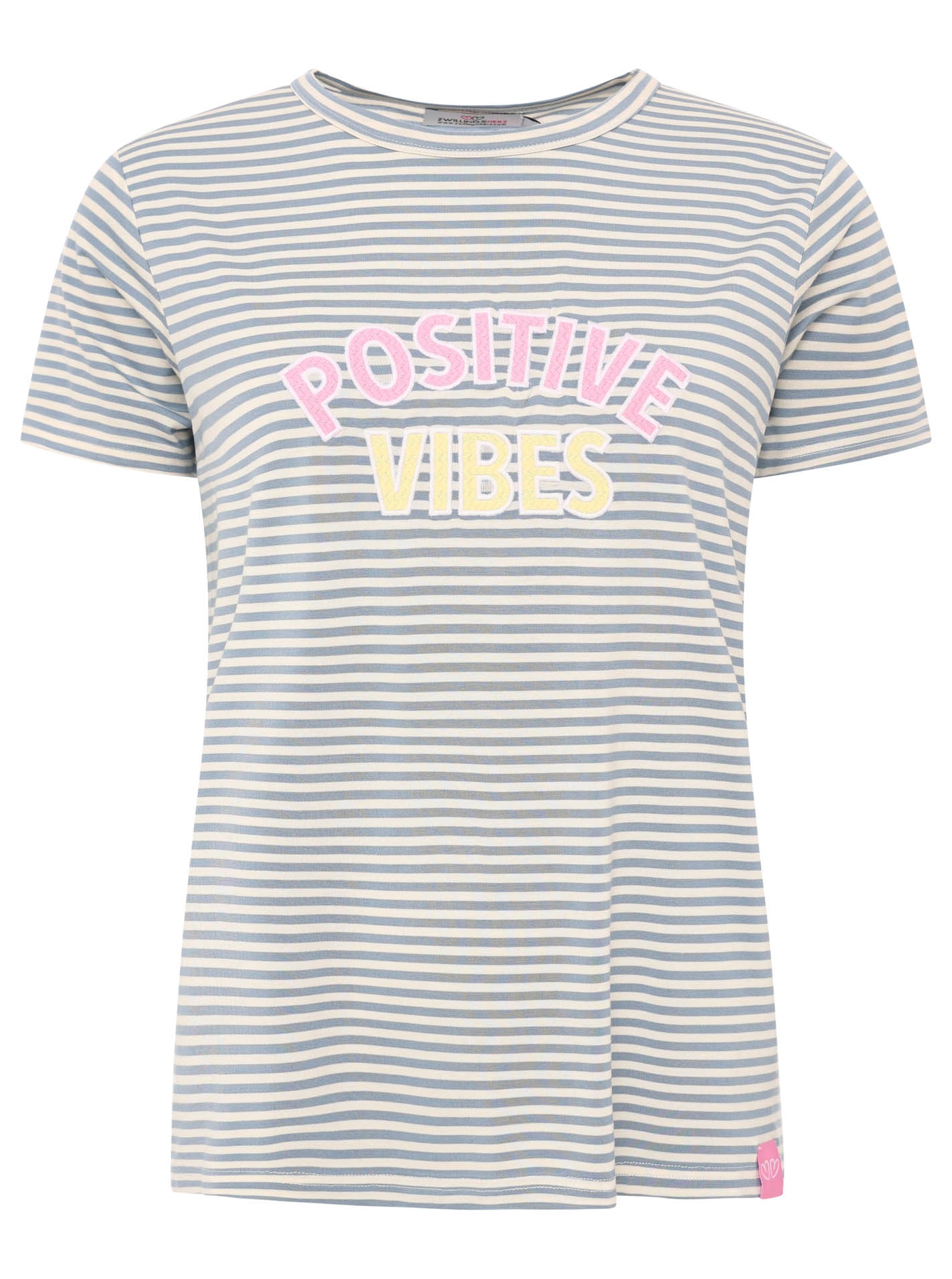 Zwillingsherz T-shirt »"Positive Vibes"« gestickter Statement Schriftzug, Rundhals