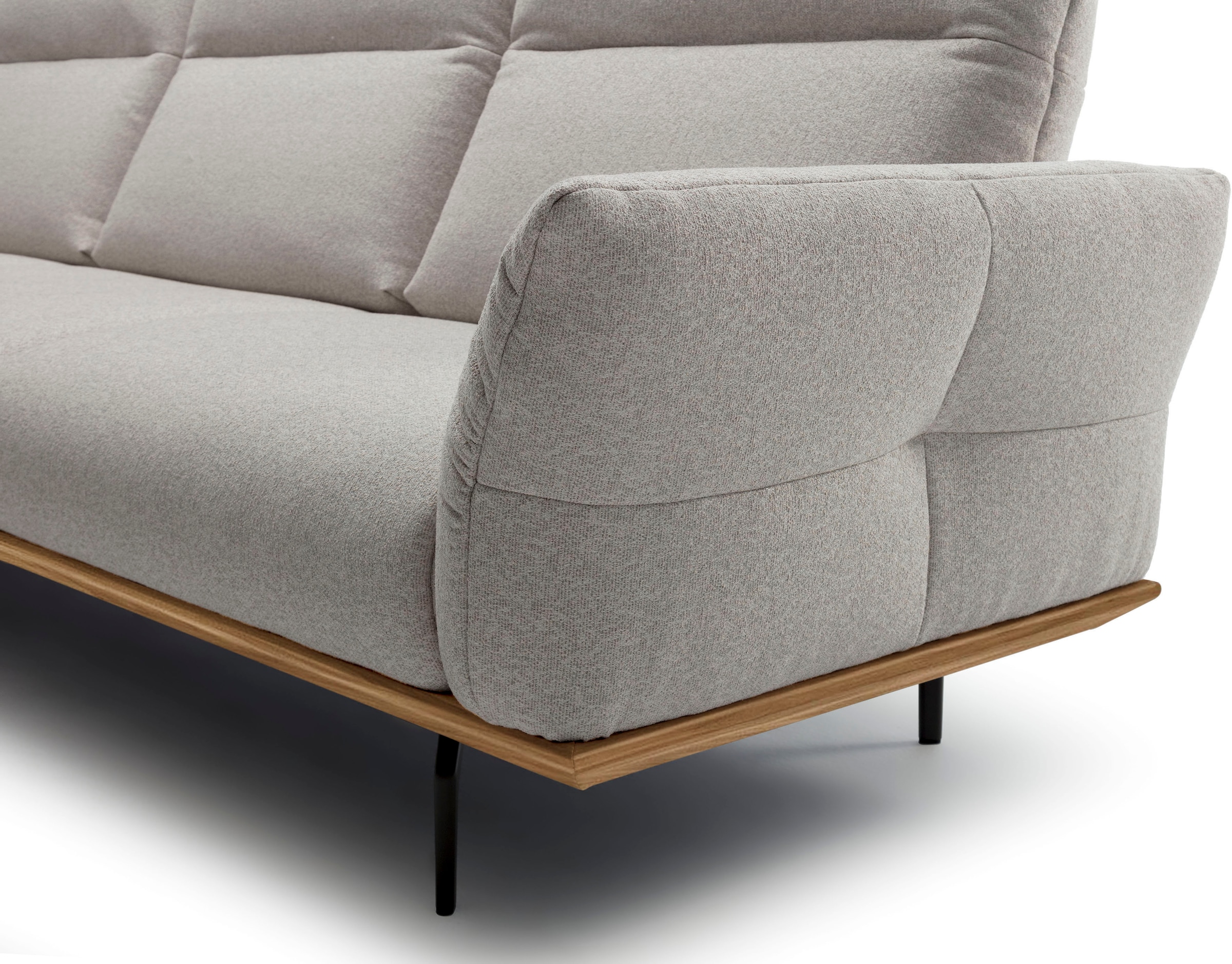 Creation BY ROLF BENZ Canapé d'angle »CR.460 Designsofa, verstellbare Rückenlehne, hochwertig & bequem« socle en noyer, pieds d'angle en gris ombre, largeur 298 cm