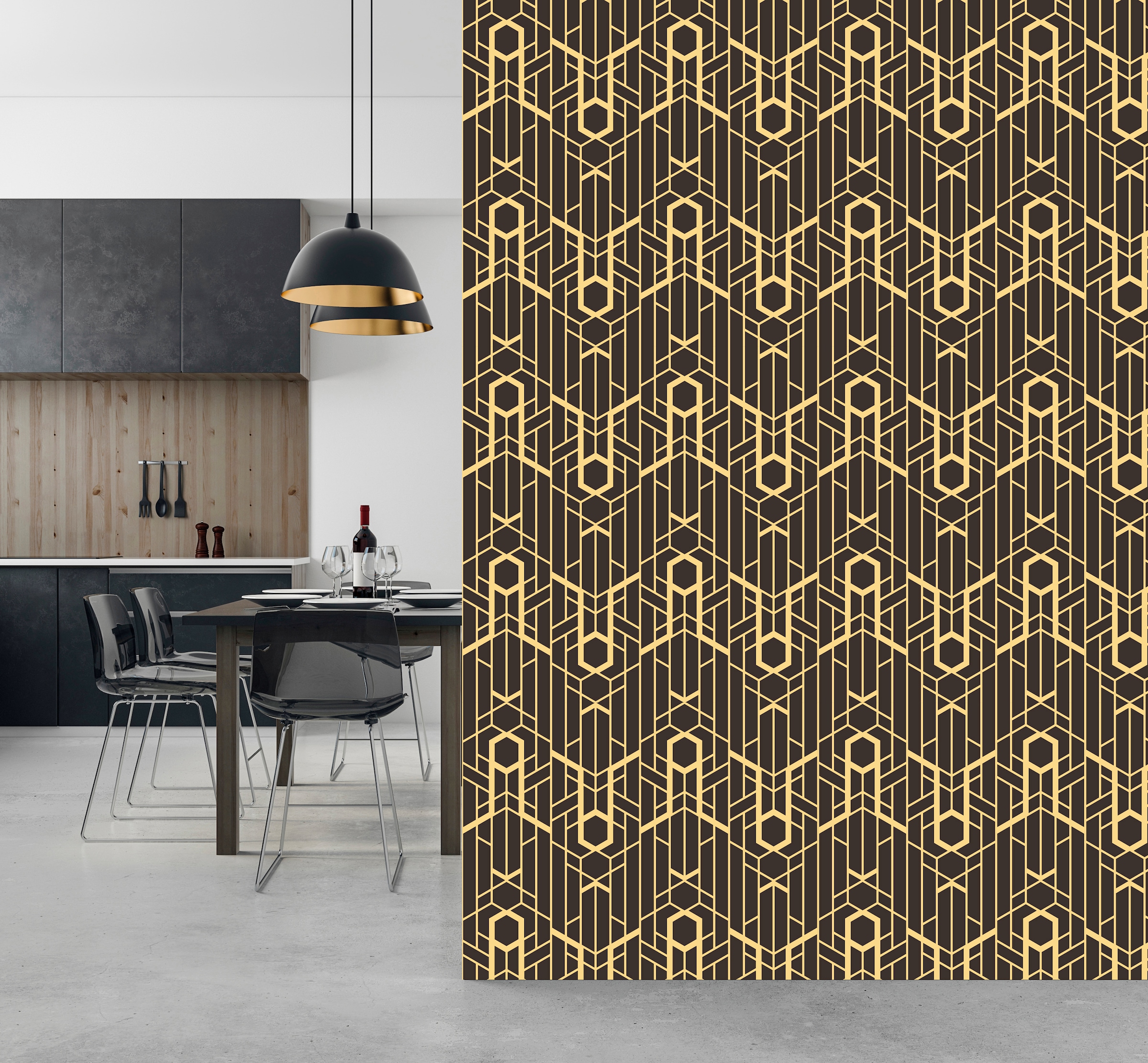 queence Papier peint vinyle »Liv« abstrait | imprimé 90x250cm, selbstklebend, kinderleichte Anbringung, , Sticker