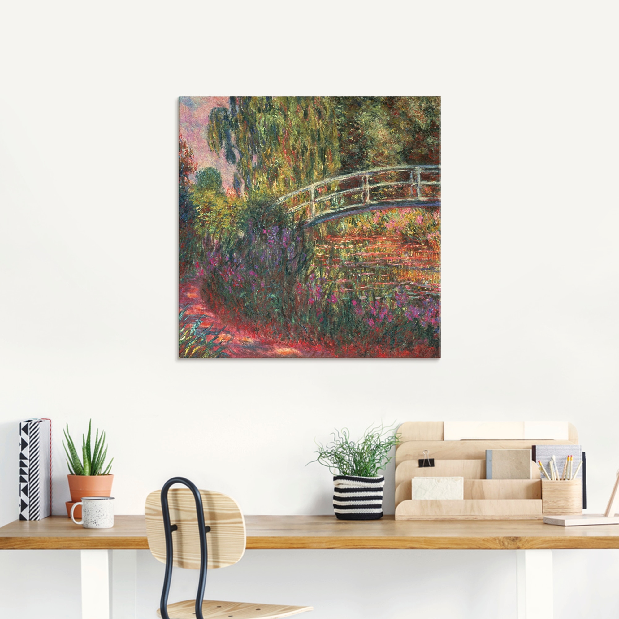 Artland Tableau en verre »Japanische Brücke im Garten von Giverney« Jardin 1 cuis tlg. disponible en différentes tailles