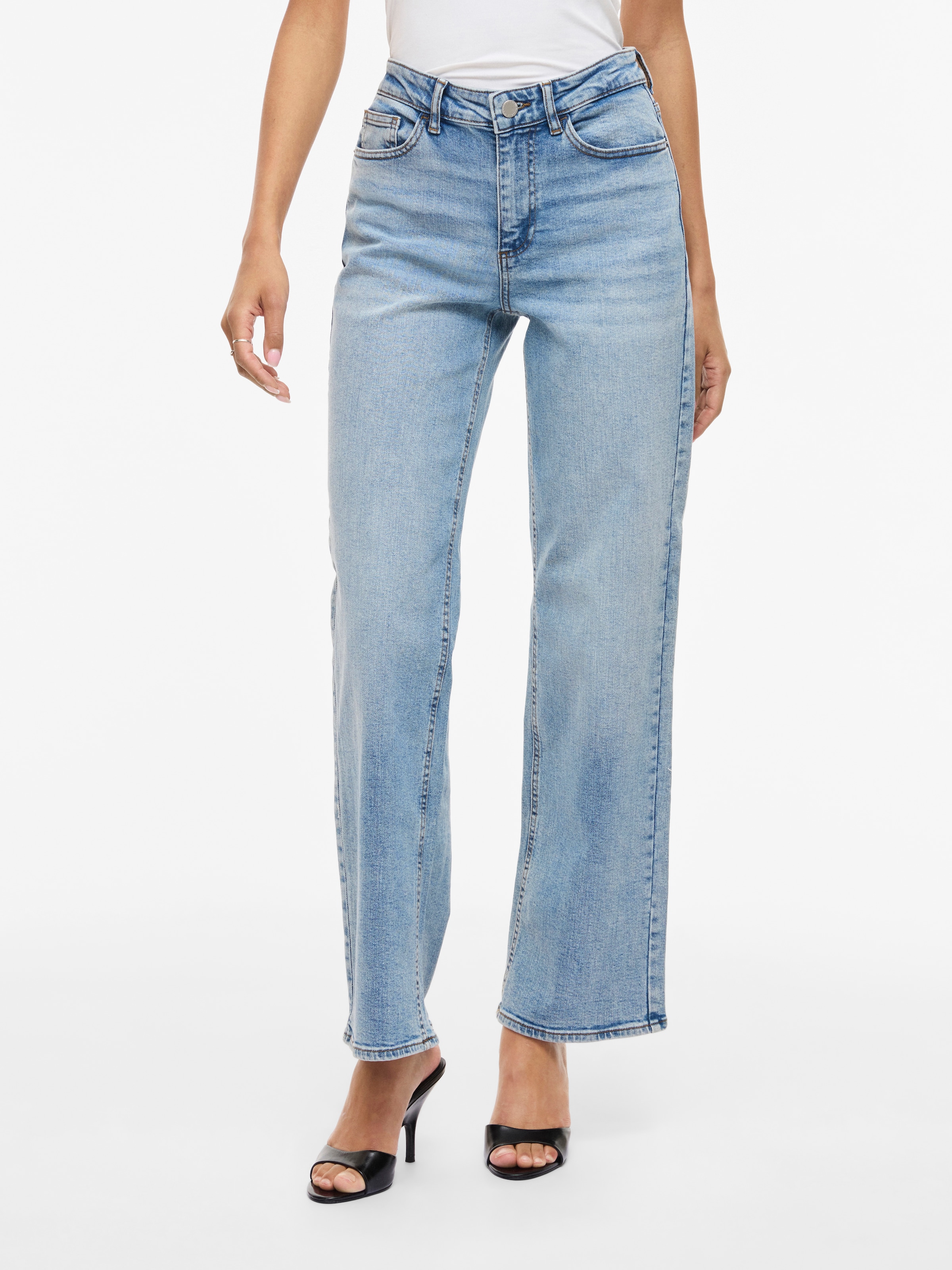 Vila Jeans droit »VILISA RW STRAIGHT JEANS ROS - NOOS« mélange de coton, taille régulière, coupe droite
