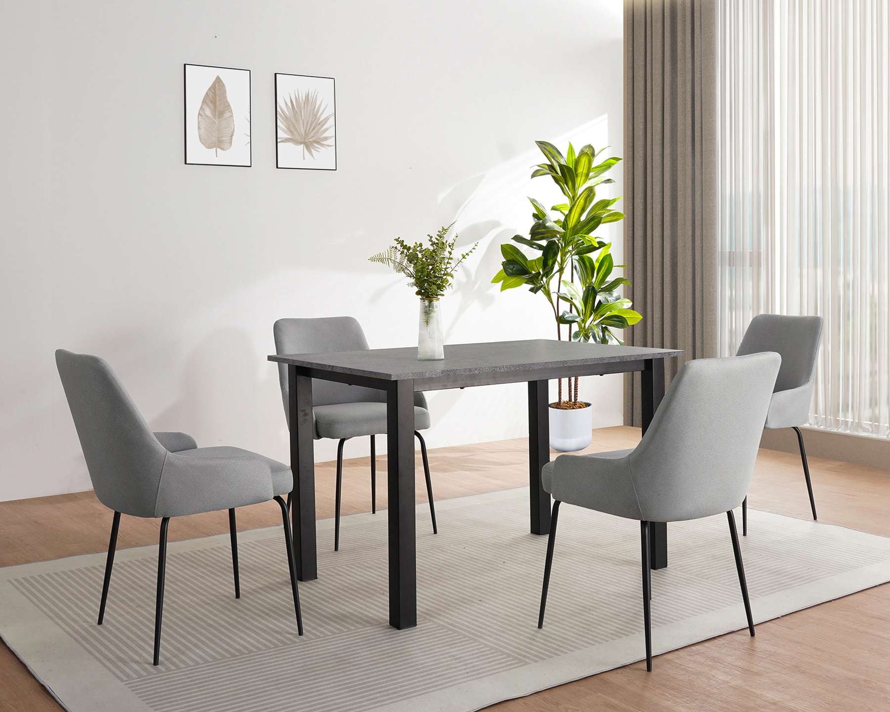 GOODproduct Table de salle à manger »Babetta« schwarzes pulverbeschichtetes Metallgestell, verschiedene Breiten