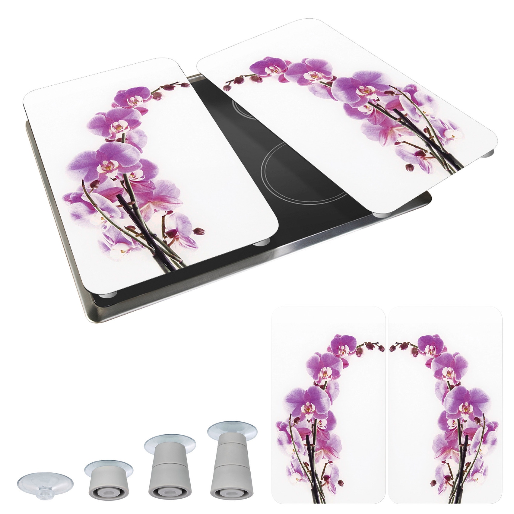 WENKO Herd-Abdeckplatte »Universal Modell Orchideenblüte« Herdabdeckung für alle Herdarten, kratzfest, mit rutschfesten Füssen