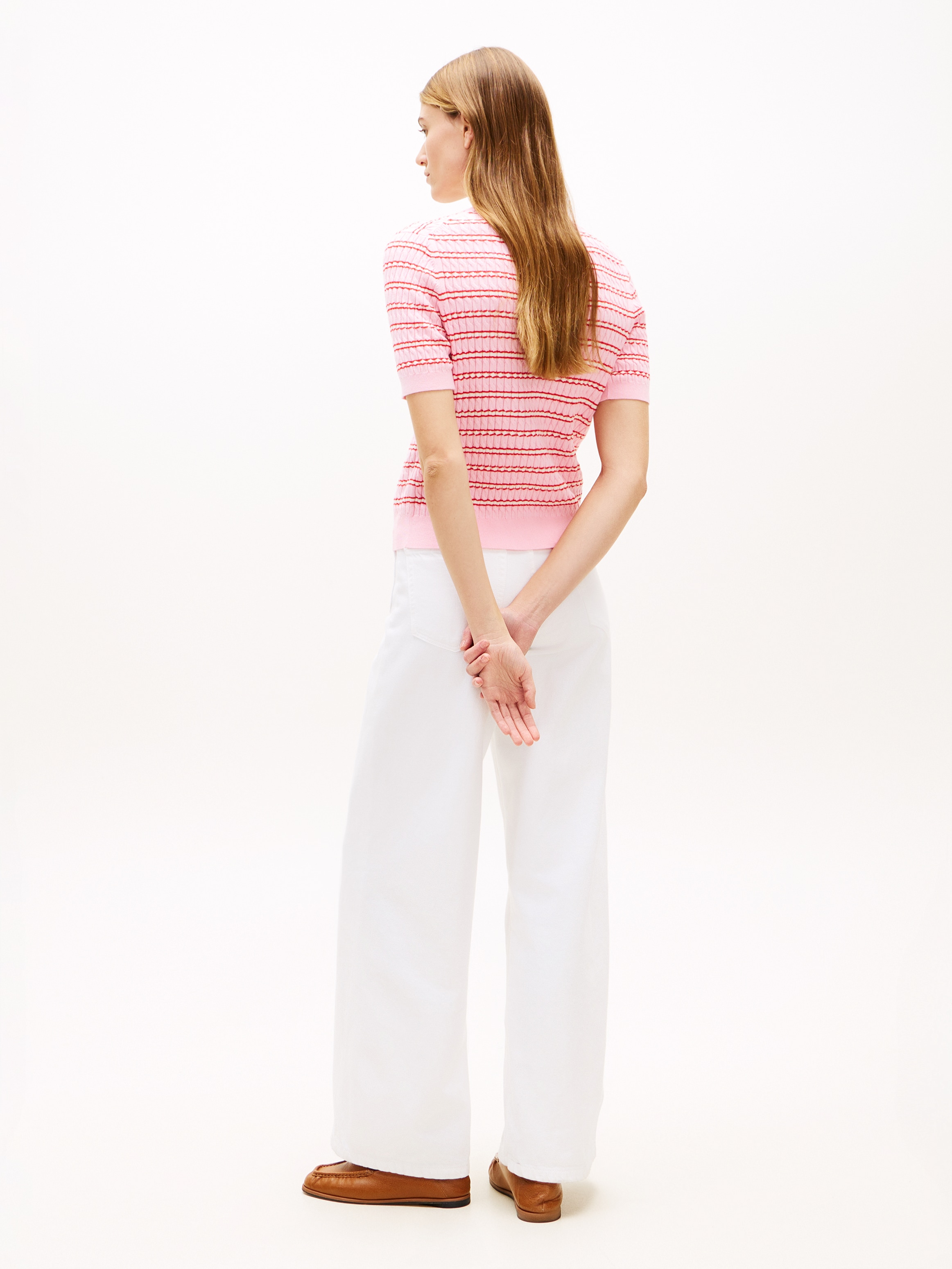 Tommy Hilfiger Pull en tricot »CO CABLE FINE GG SS HENLEY« mit Zopfmuster