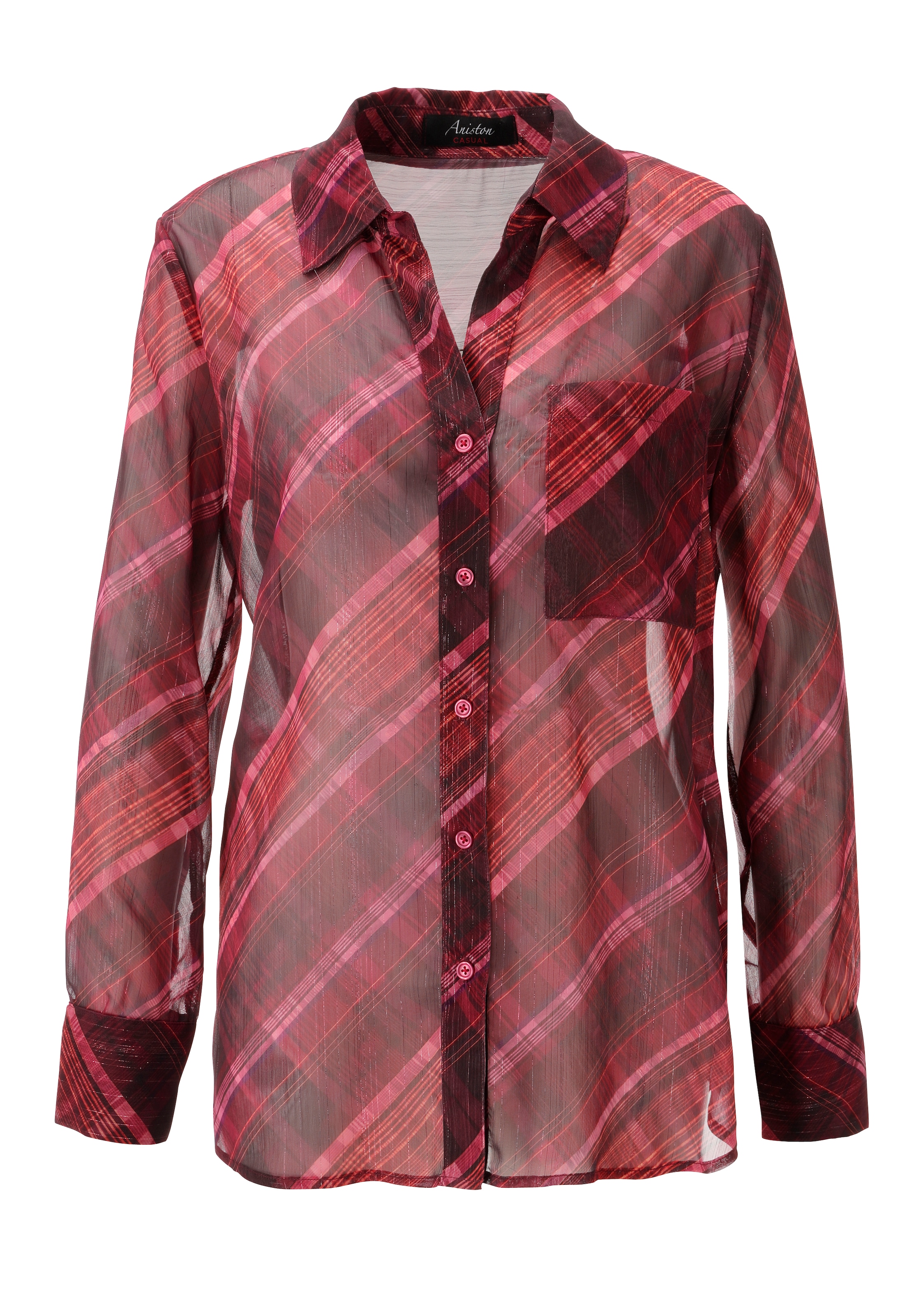 Aniston CASUAL Blouse chemise avec fils brillants dans un motif carreaux extravagant - NOUVELLE COLLECTION