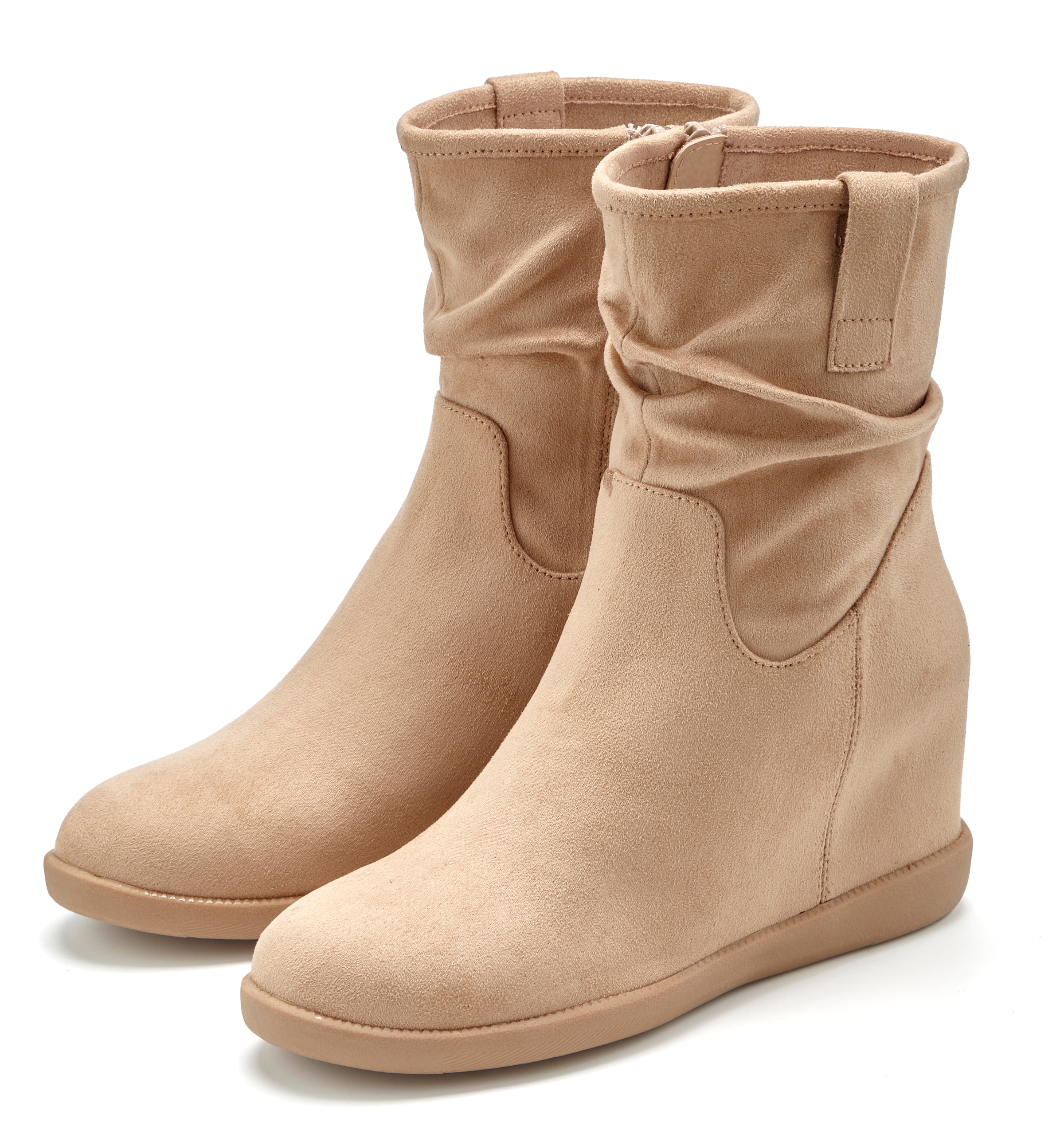 LASCANA Bottines »Stiefel, Keilstiefelette, Herbststiefelette,«  bout rond, talon compensé intérieur, intérieur textile